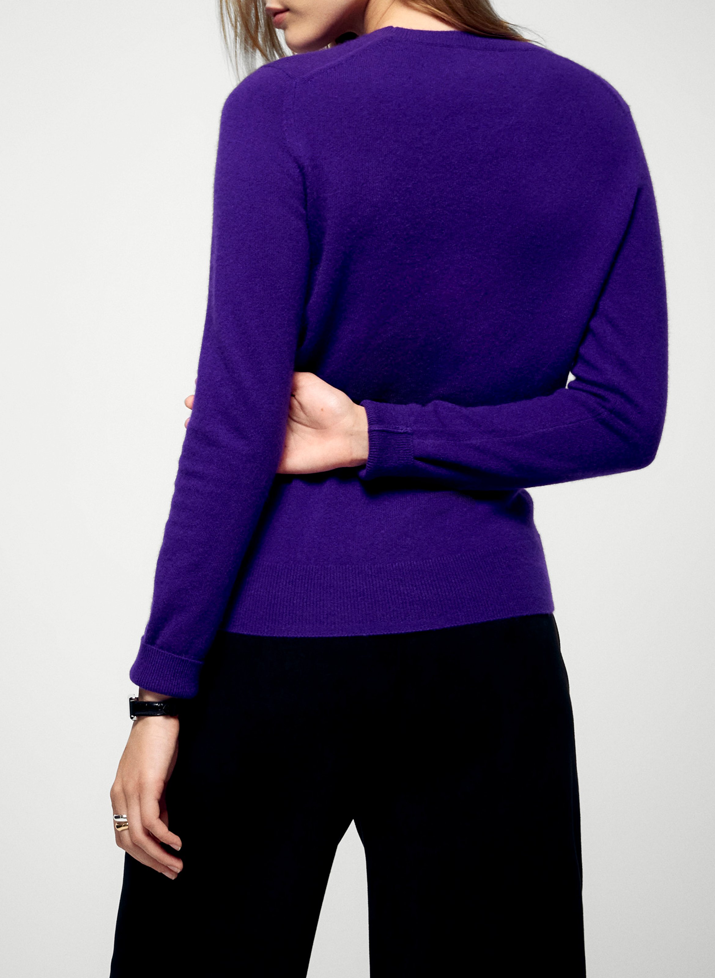 Straight cotton sweater with round neck FROM FUTURE Purple
