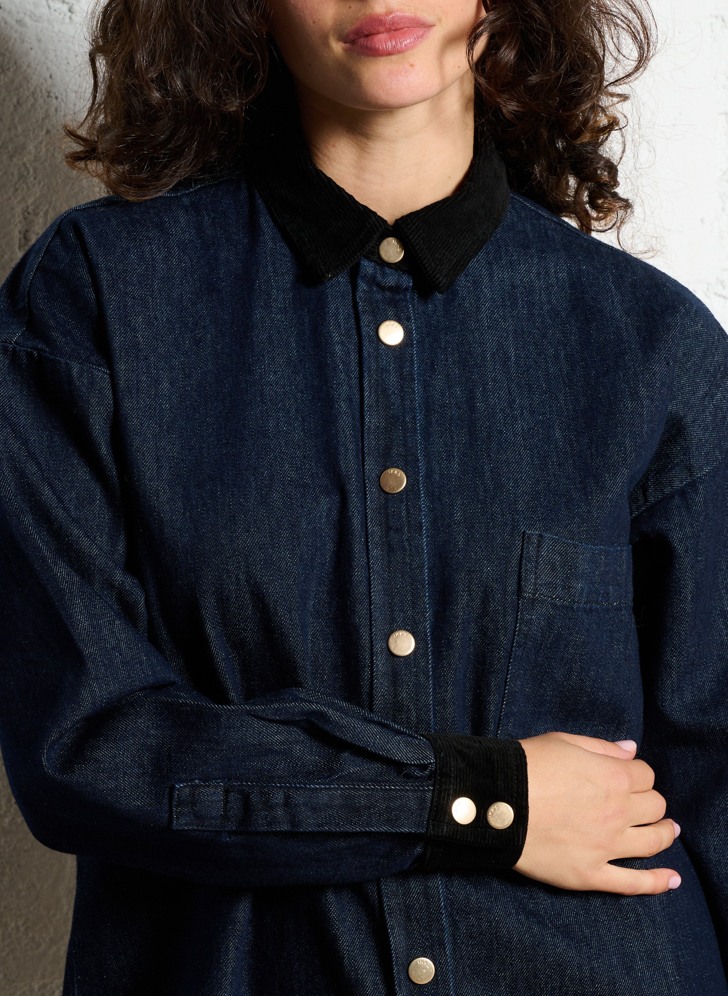 Short dress with classic collar in cotton IKKS Blue