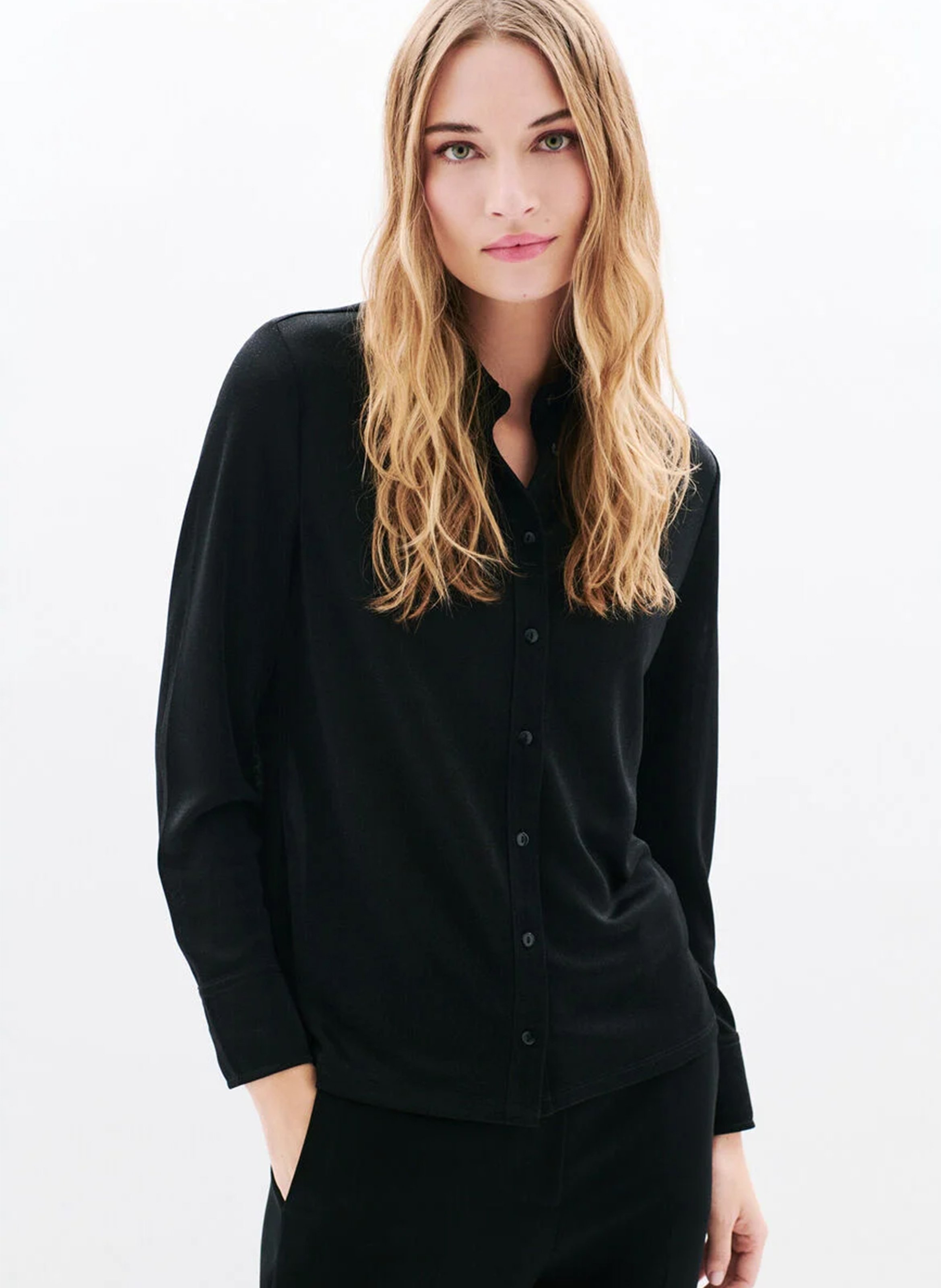 Straight shirt with classic sequined collar CAROLL Black
