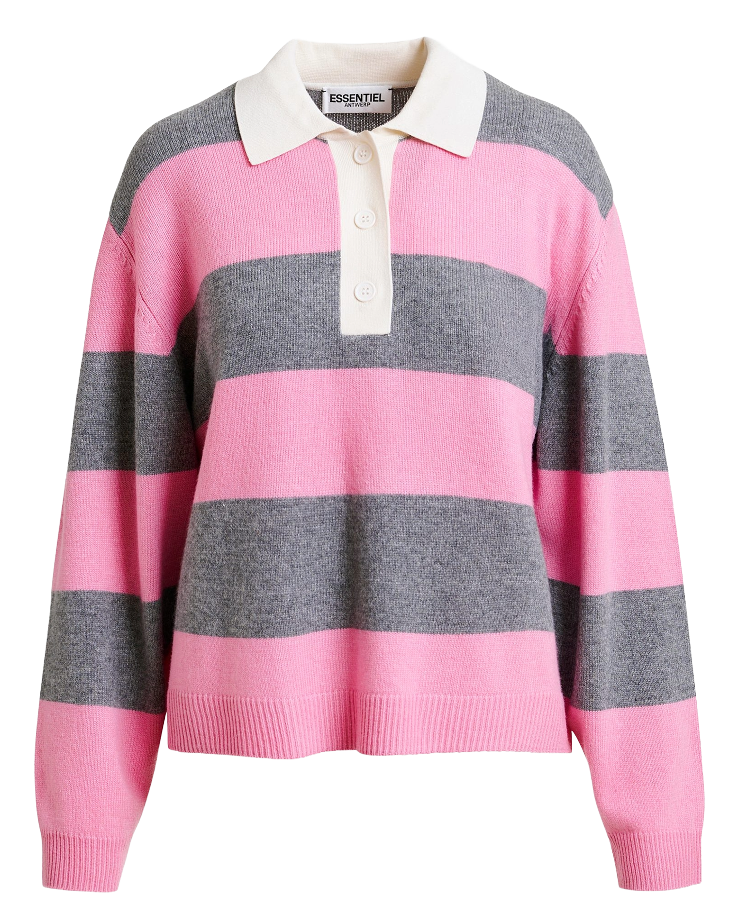 Oversized striped polo ESSENTIEL ANTWERP Grey