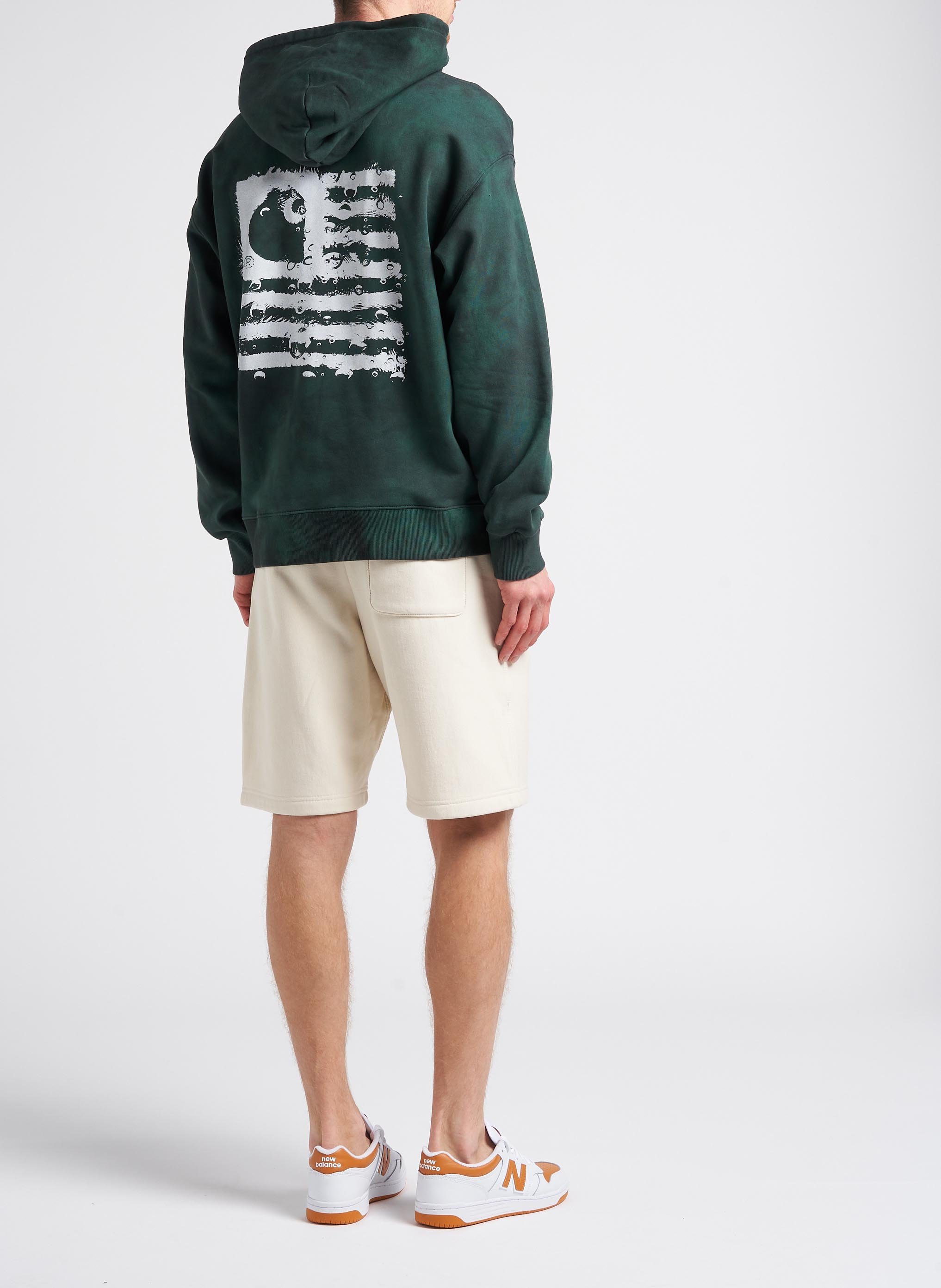 Kapuzensweatshirt aus Baumwolle mit Siebdruck, Regular Fit Grun