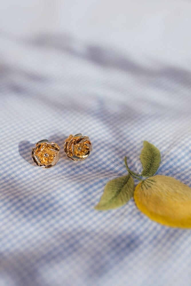 THÉIA - silver-plated flower stud earrings Golden