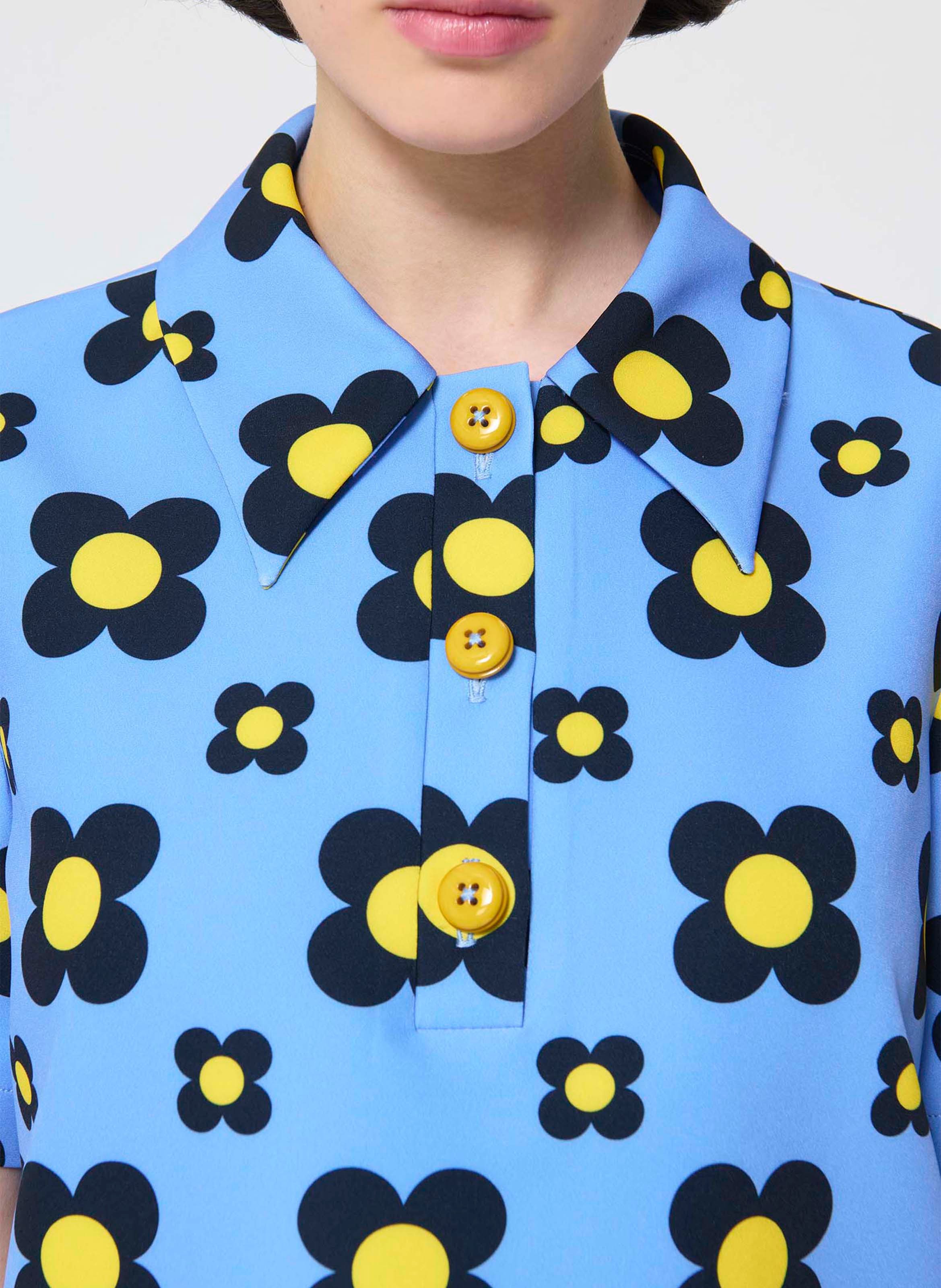 Top imprimée col classique TARA JARMON Bleu