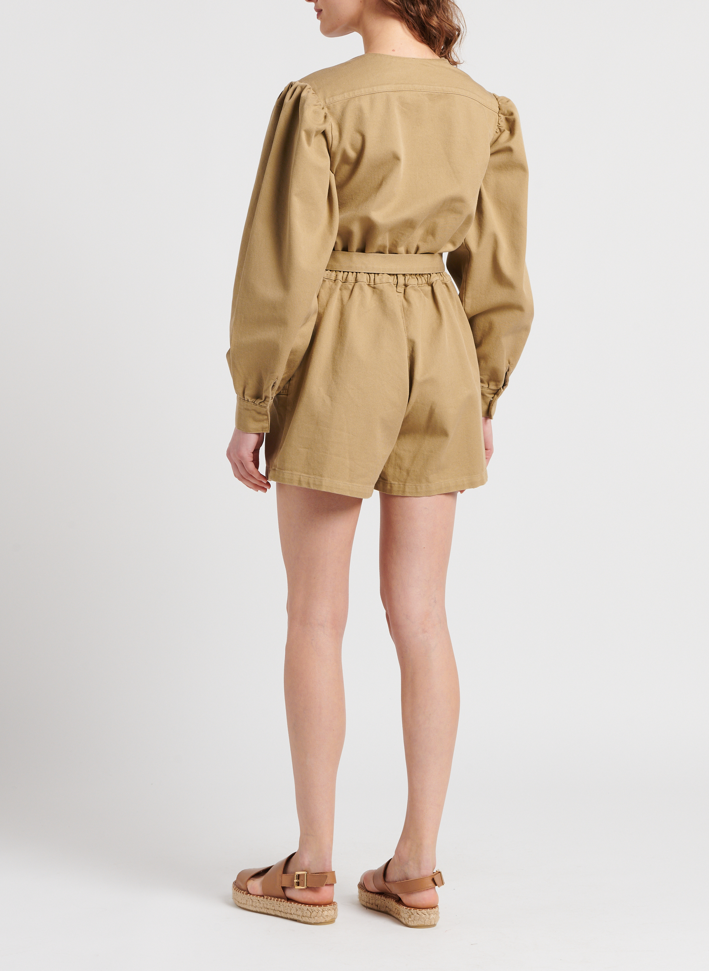 V-neck cotton playsuit THE NEW SOCIETY Khaki