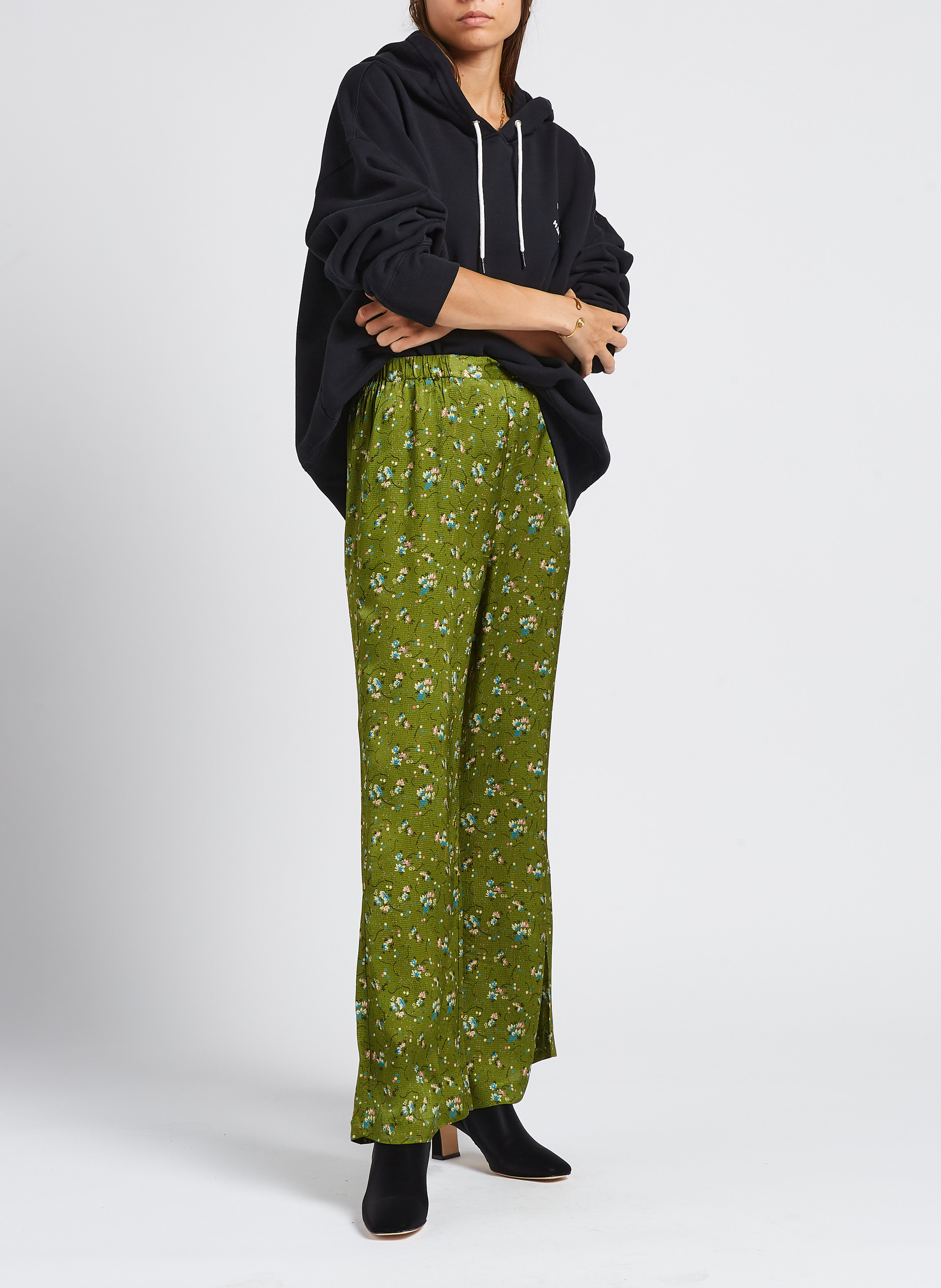 Floral print wide-leg pants MES DEMOISELLES Green