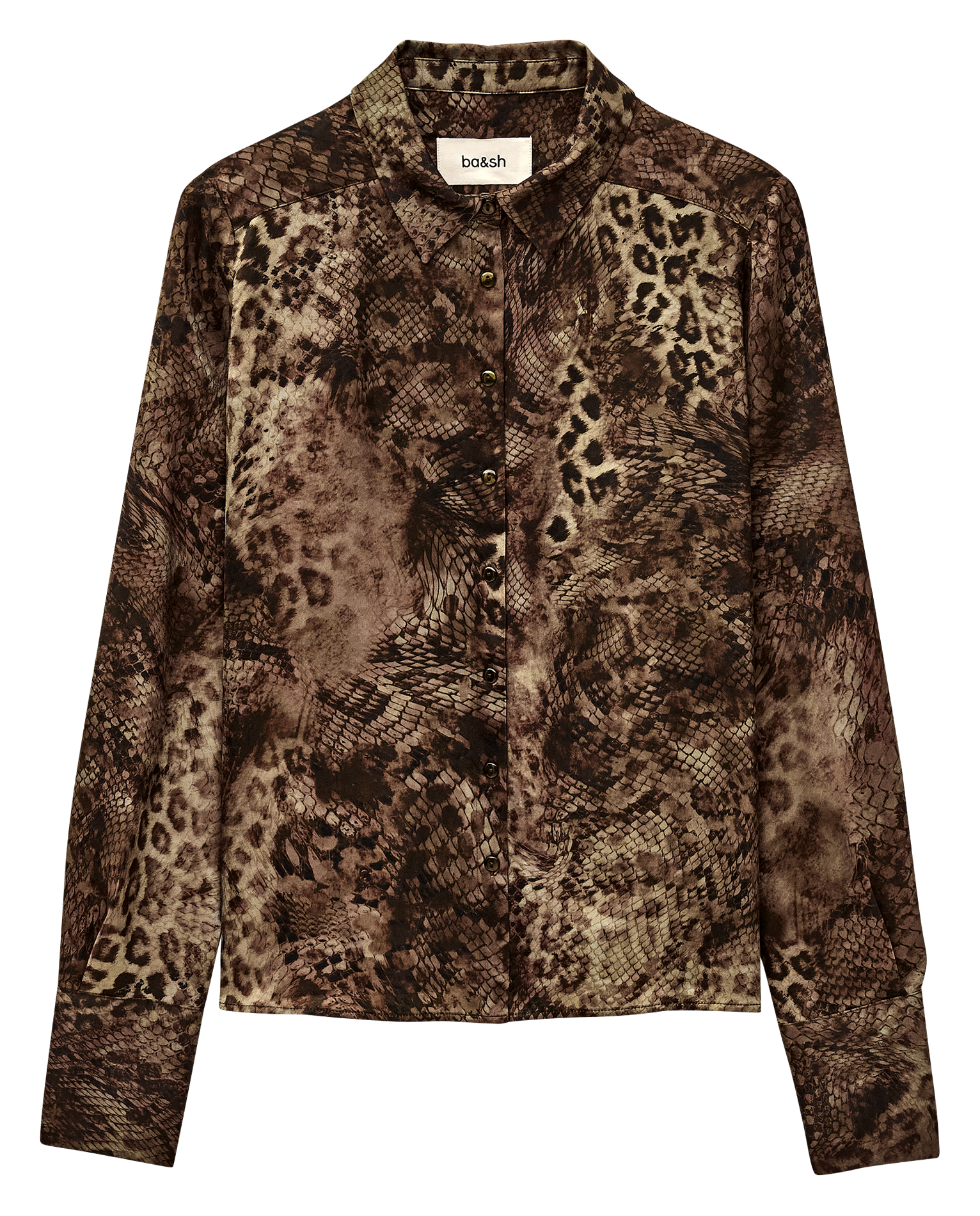 Chemise droite col classique imprimée BA&SH Kaki