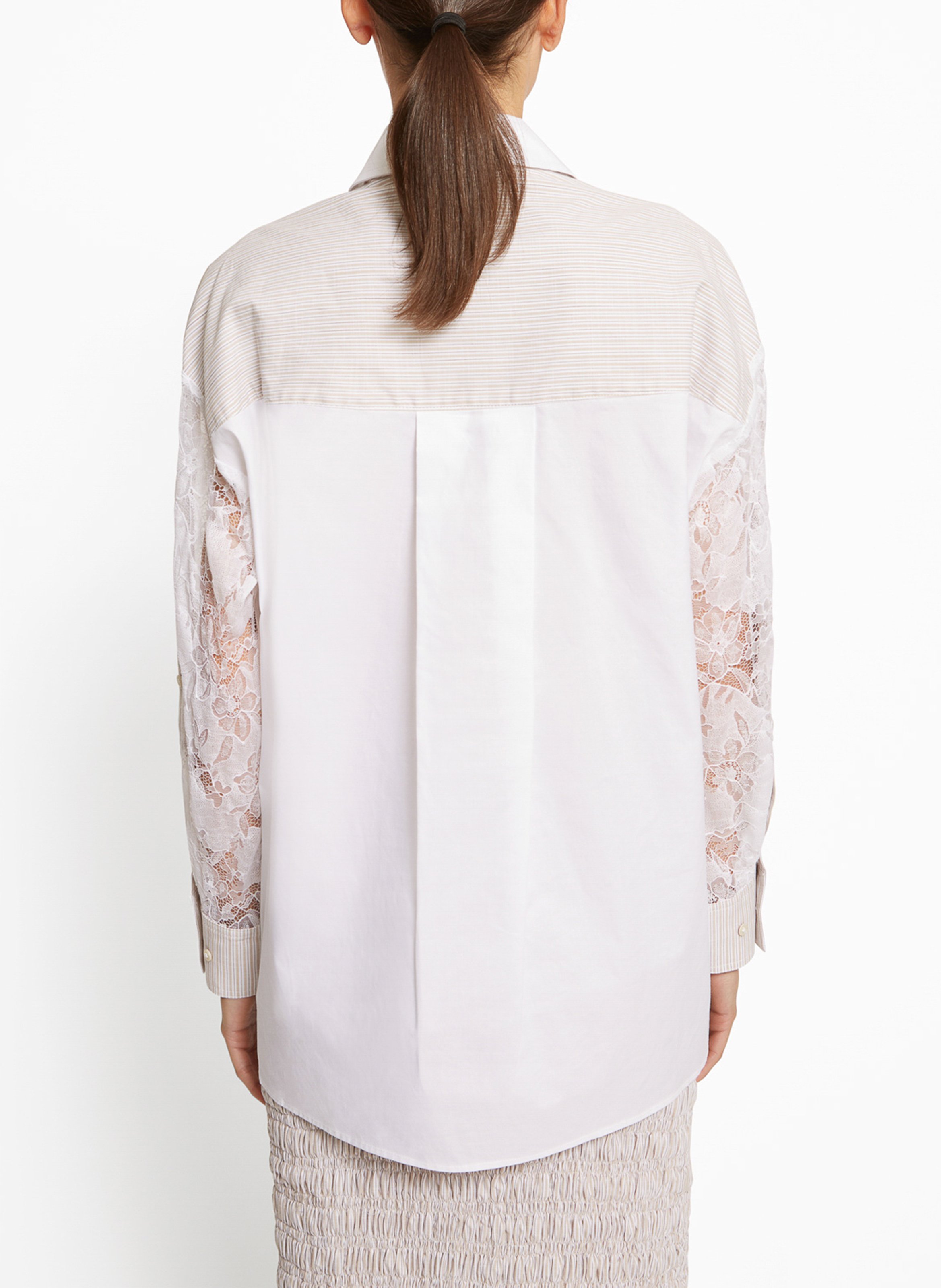 Oversized Shirt with Striped Cutouts ROSEANNA Beige