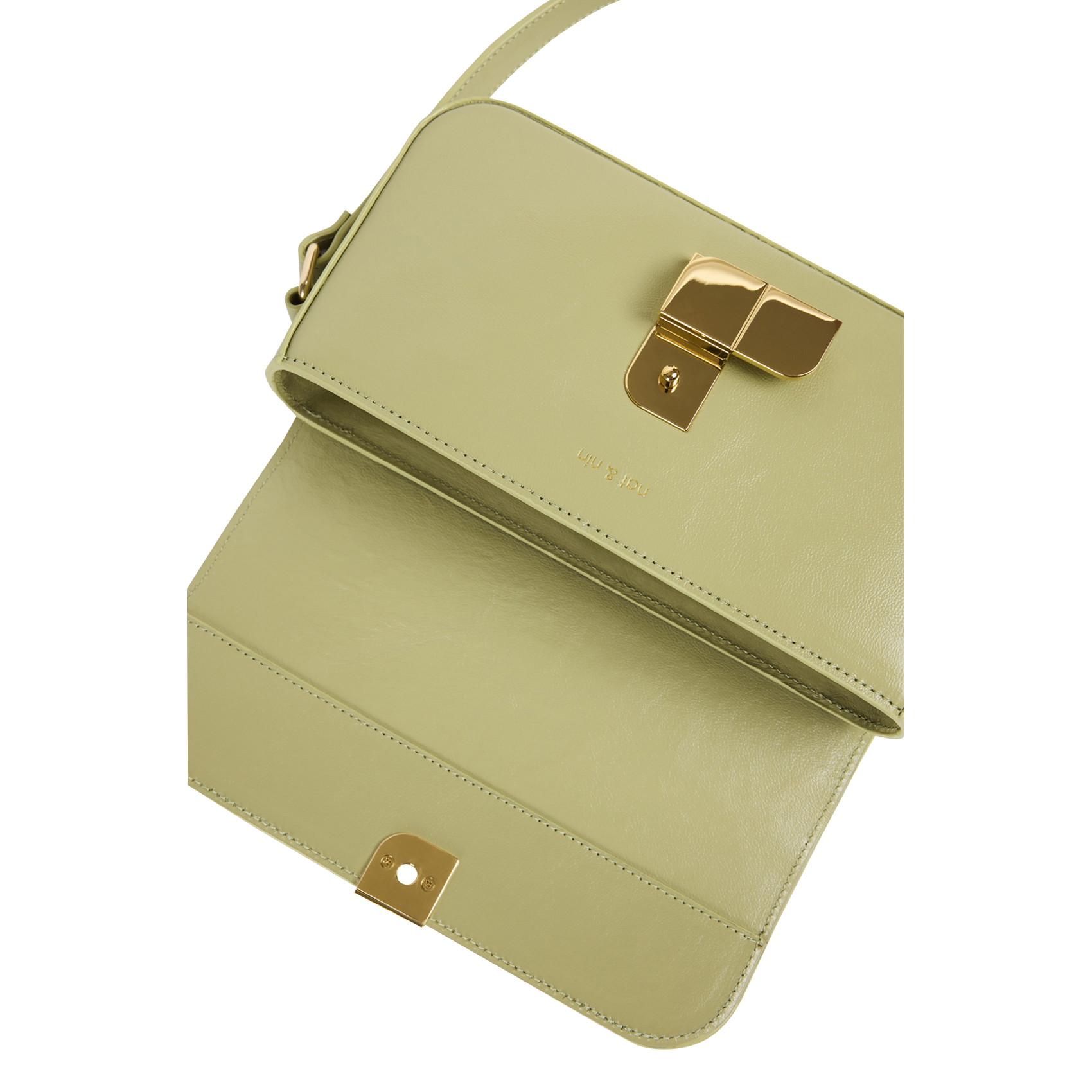 Langwerpige, leren handtas NAT & NIN Groen