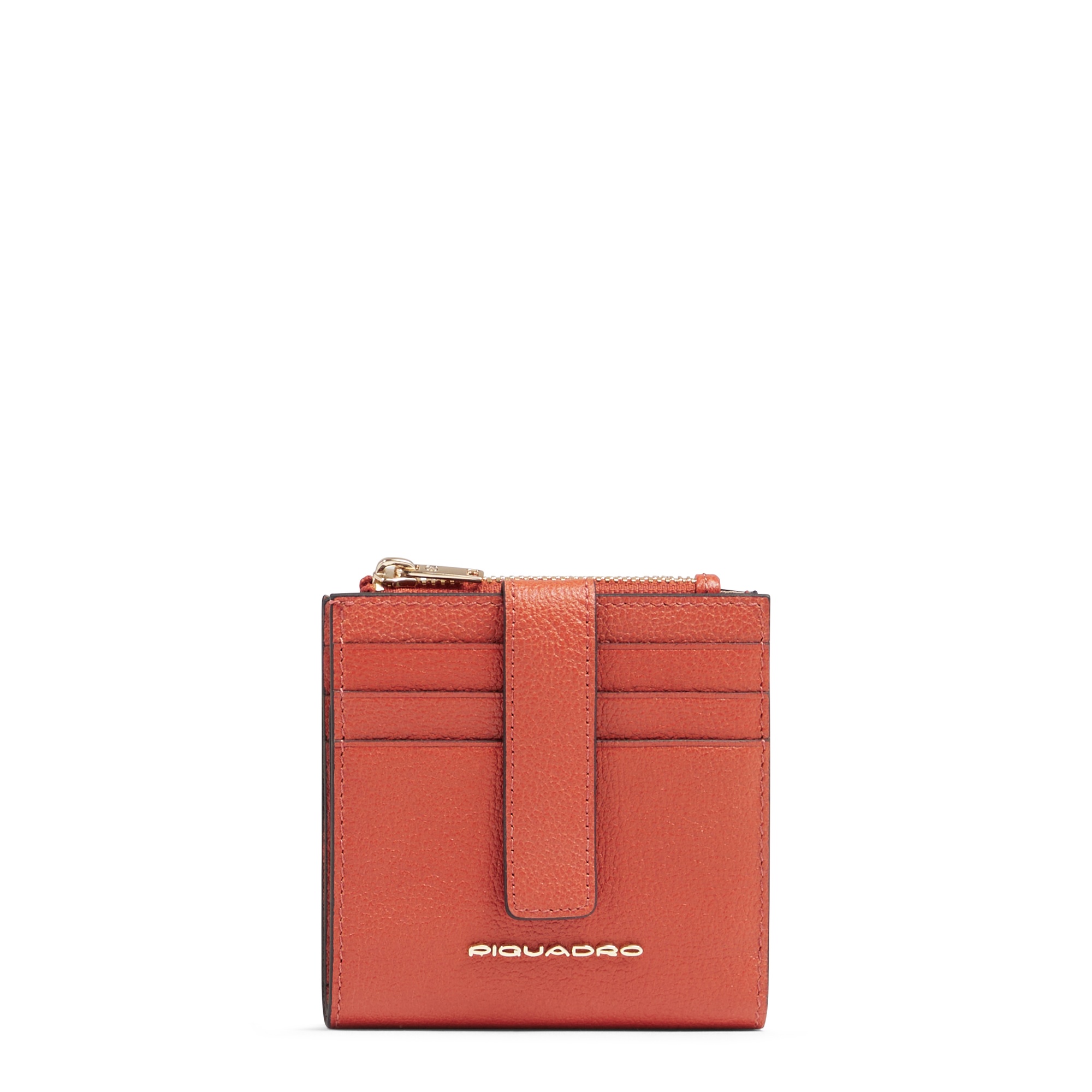 Women's leather credit card holder with coin pocket and RFID protection PIQUADRO Orange