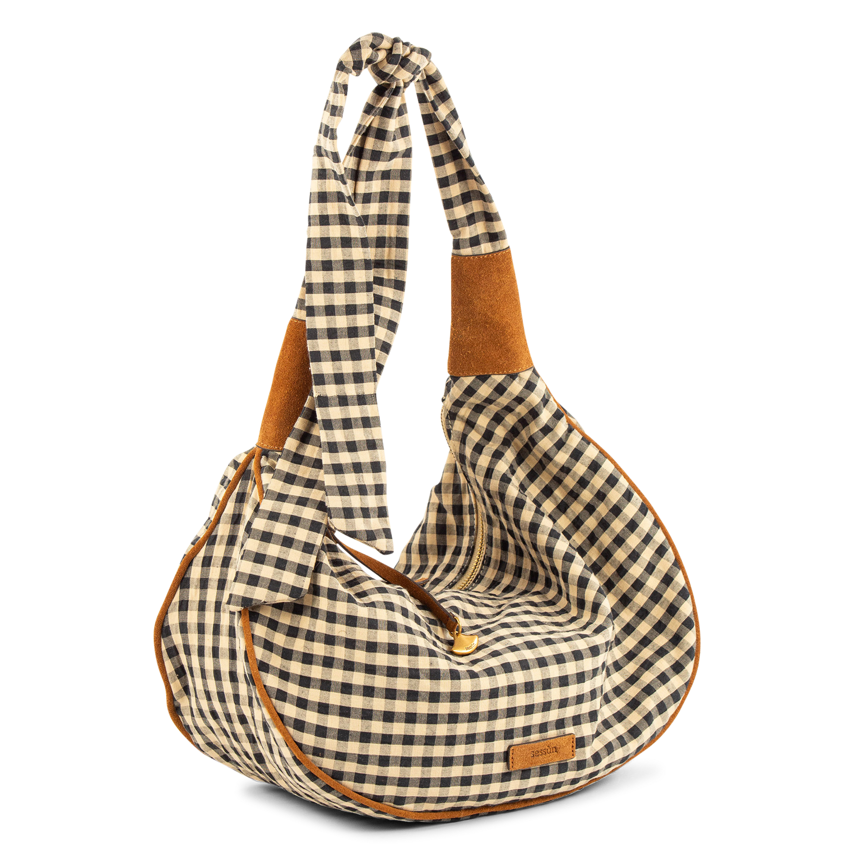 Tasche mit Schulterriemen aus Baumwolle und Leder SESSUN Beige