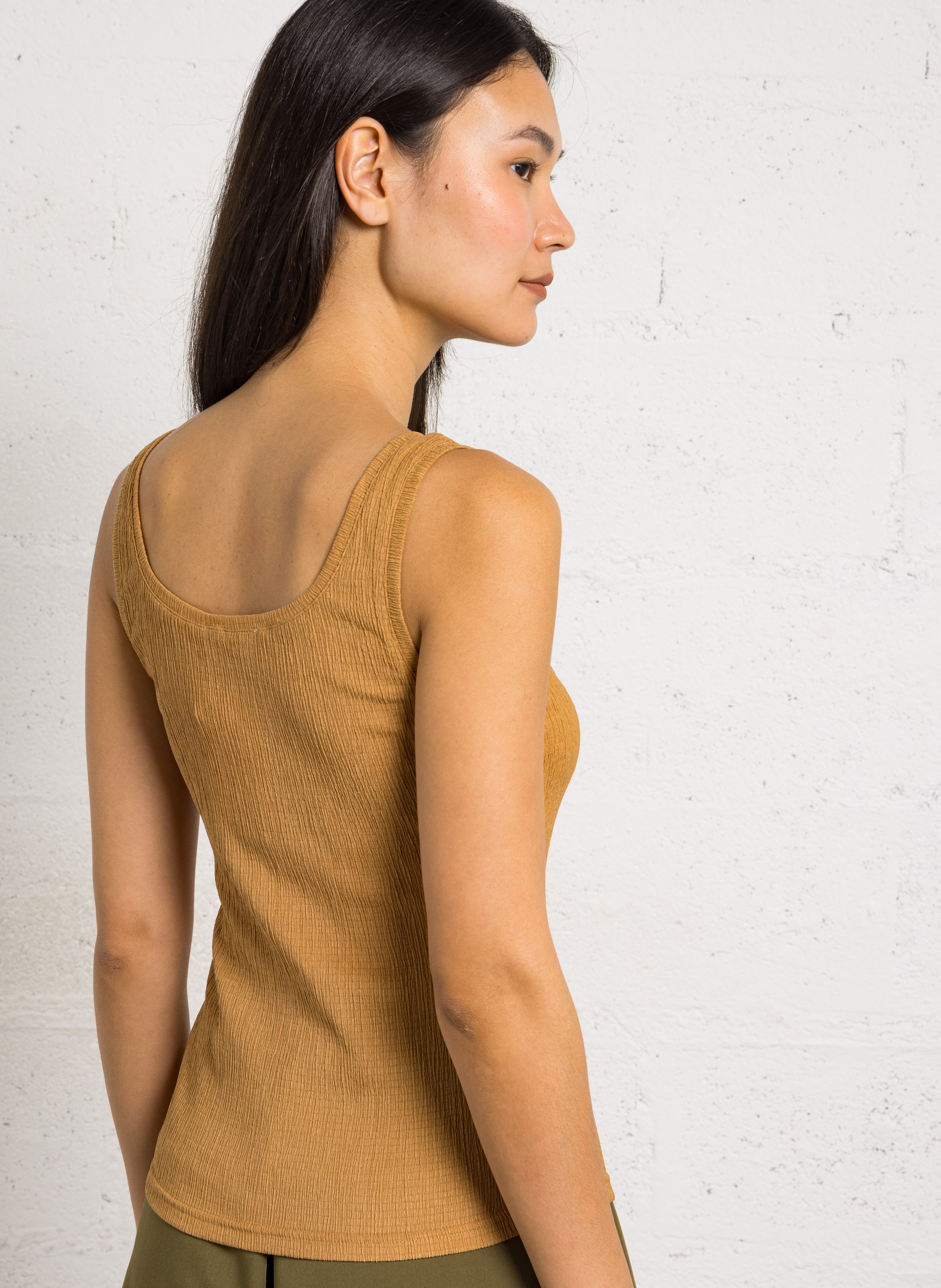 Round-neck stretch viscose top LA PETITE ETOILE Brown