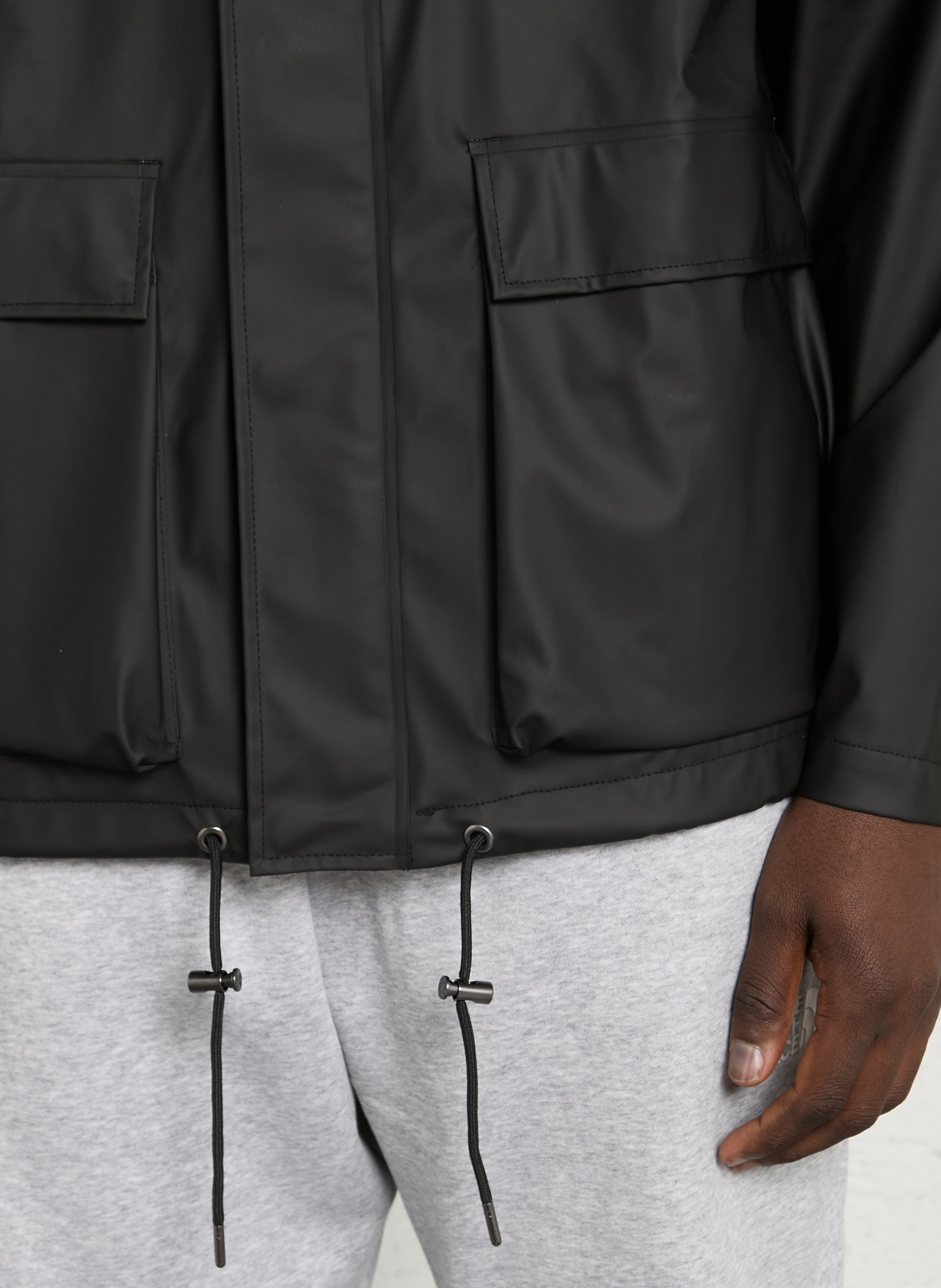 Katoenen parka met capuchon RAINS Zwart