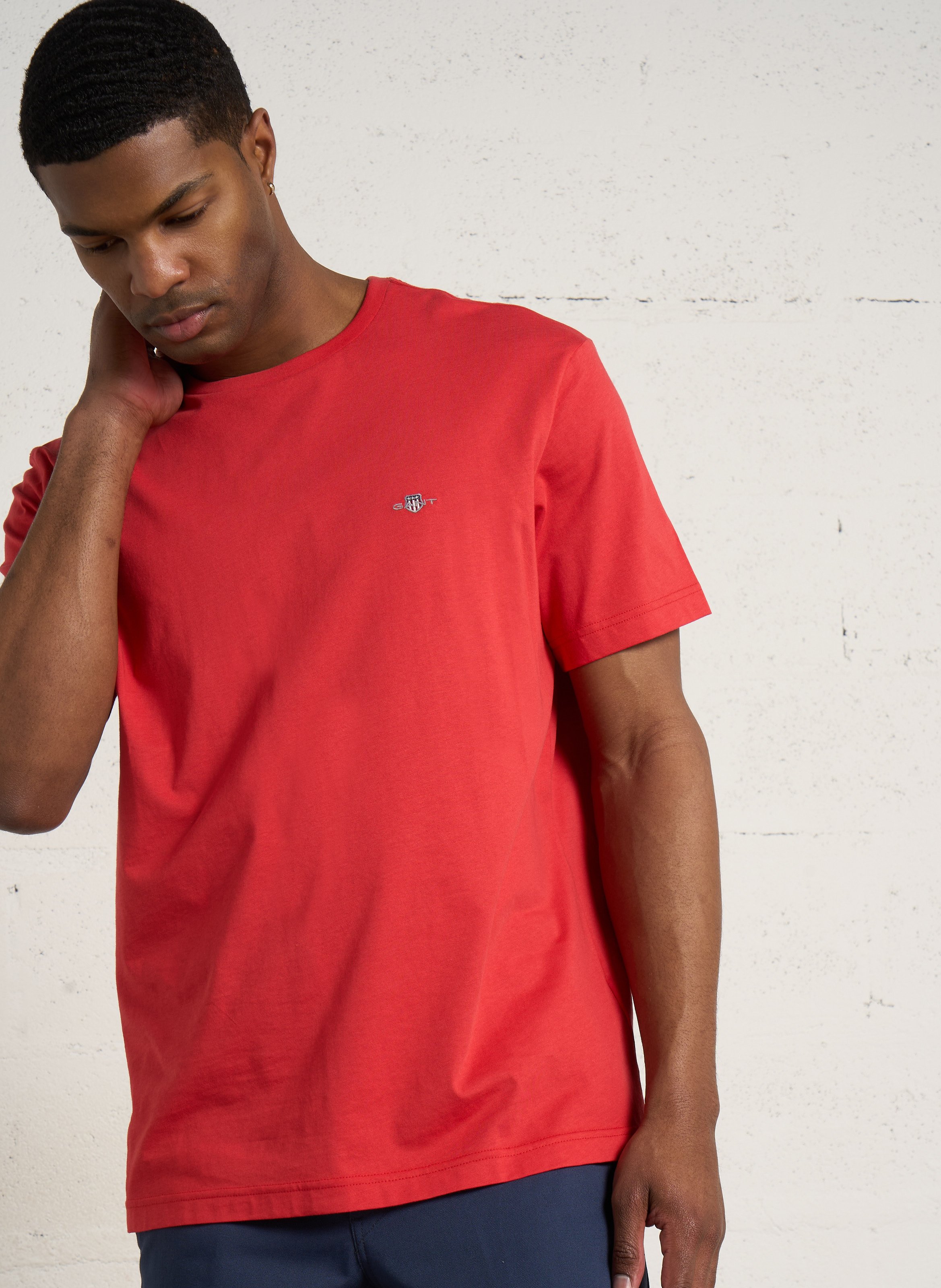 Round-neck cotton T-shirt GANT Red