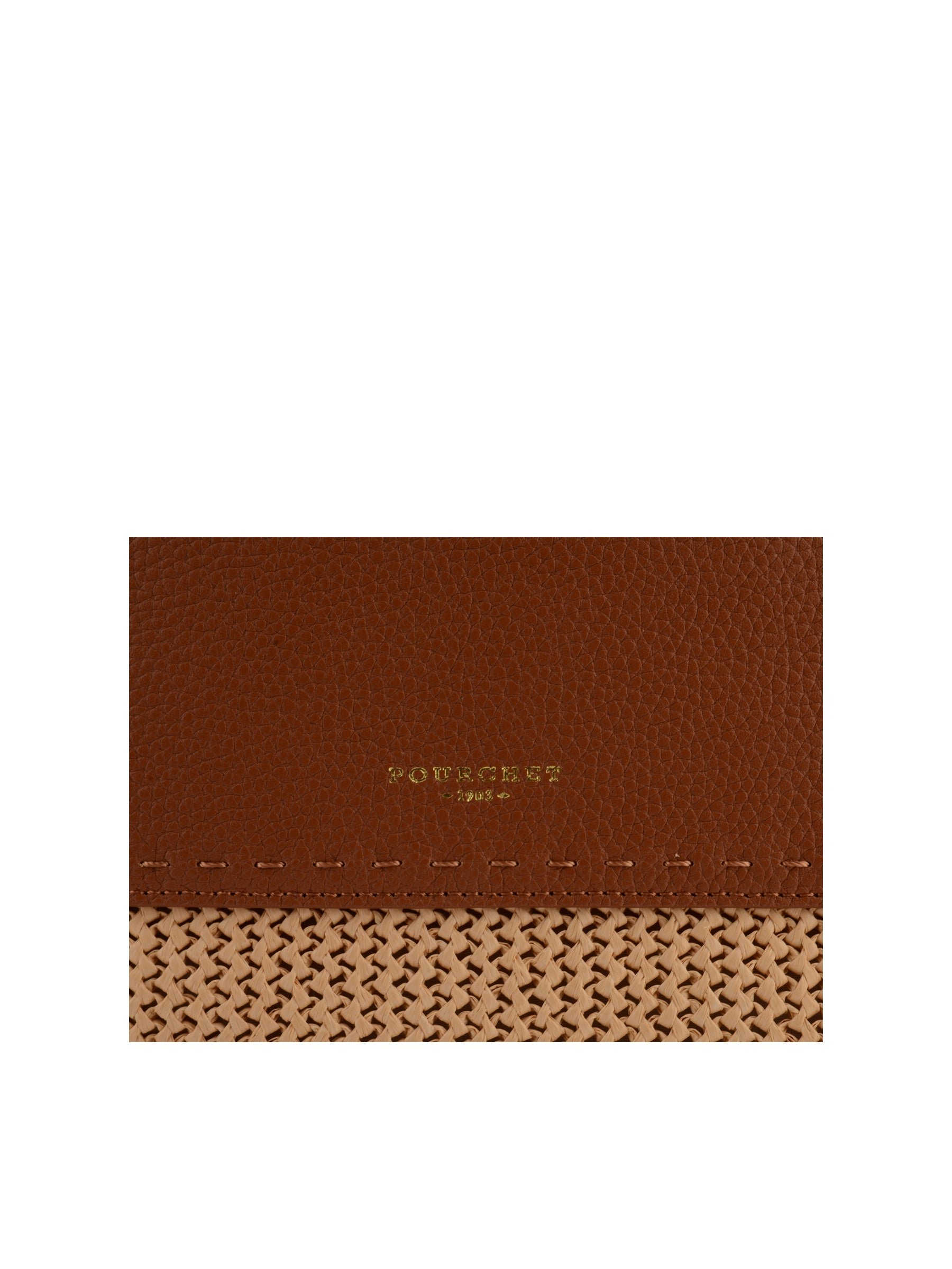 Straw shoulder bag trimmed with leather POURCHET Brown