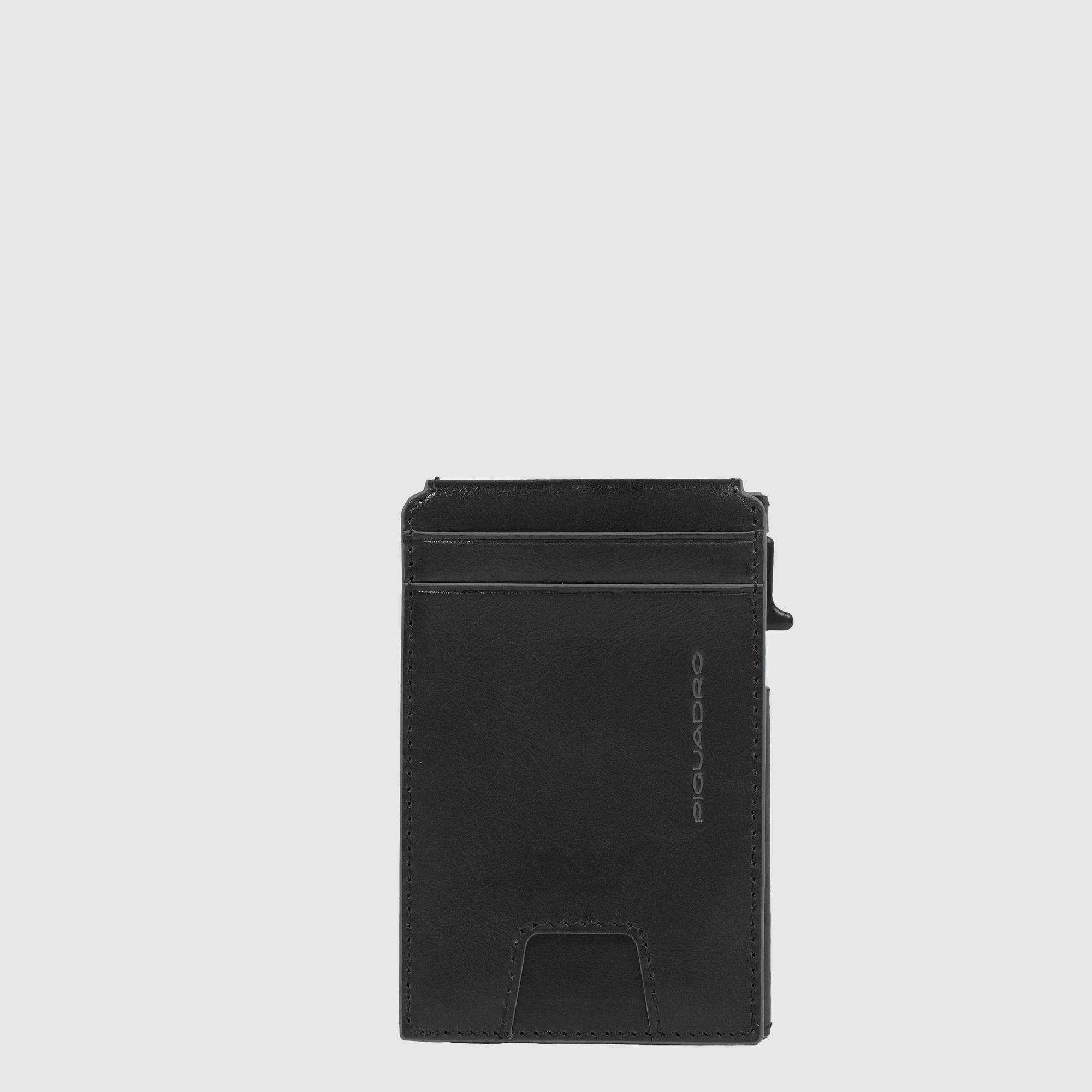 Automatic cardholder with foldable ID holder PIQUADRO Black