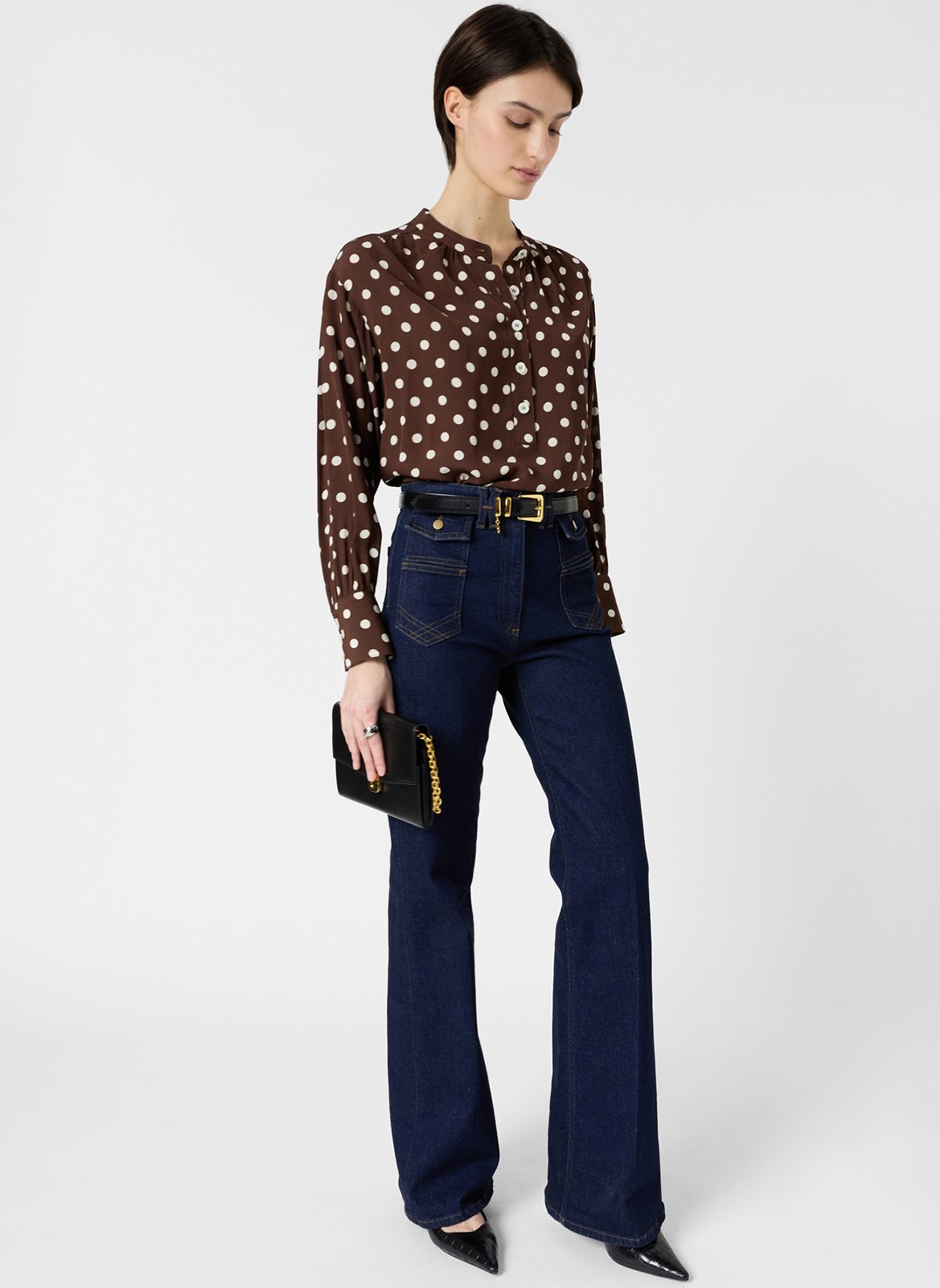 Blouse met Tunesische kraag en stippen GERARD DAREL Bruin