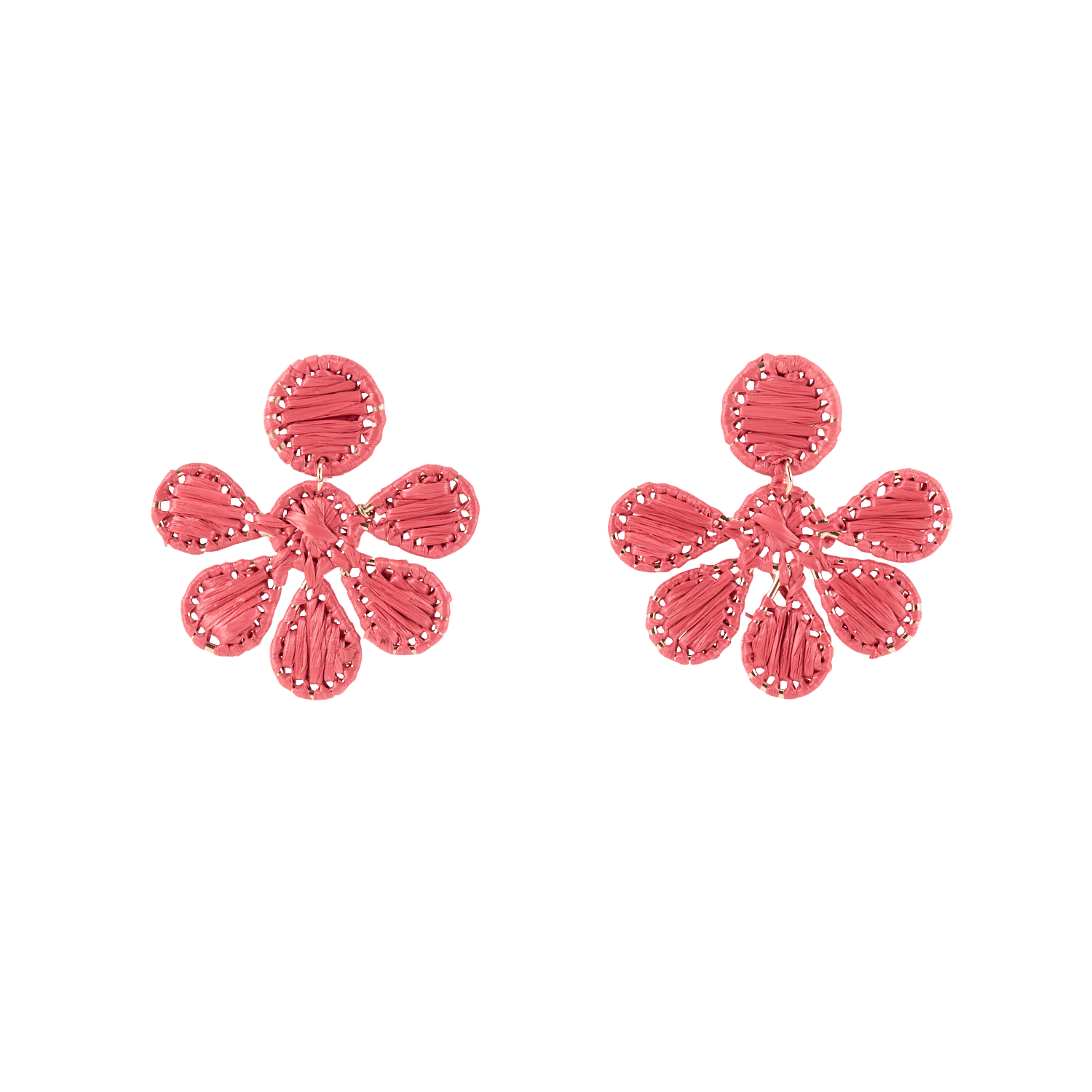 Ohrringe mit Blumen aus Raffia FEEKA Rot