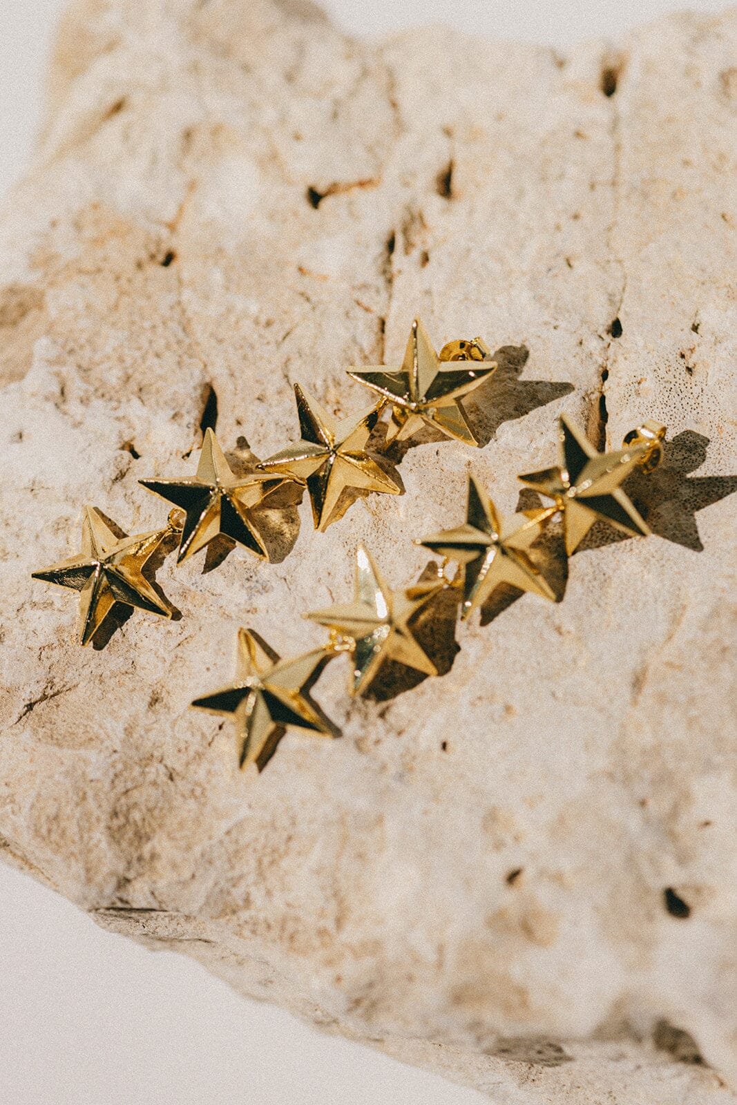 Silver-plated star drop stud earrings MONSIEUR SIMONE Golden