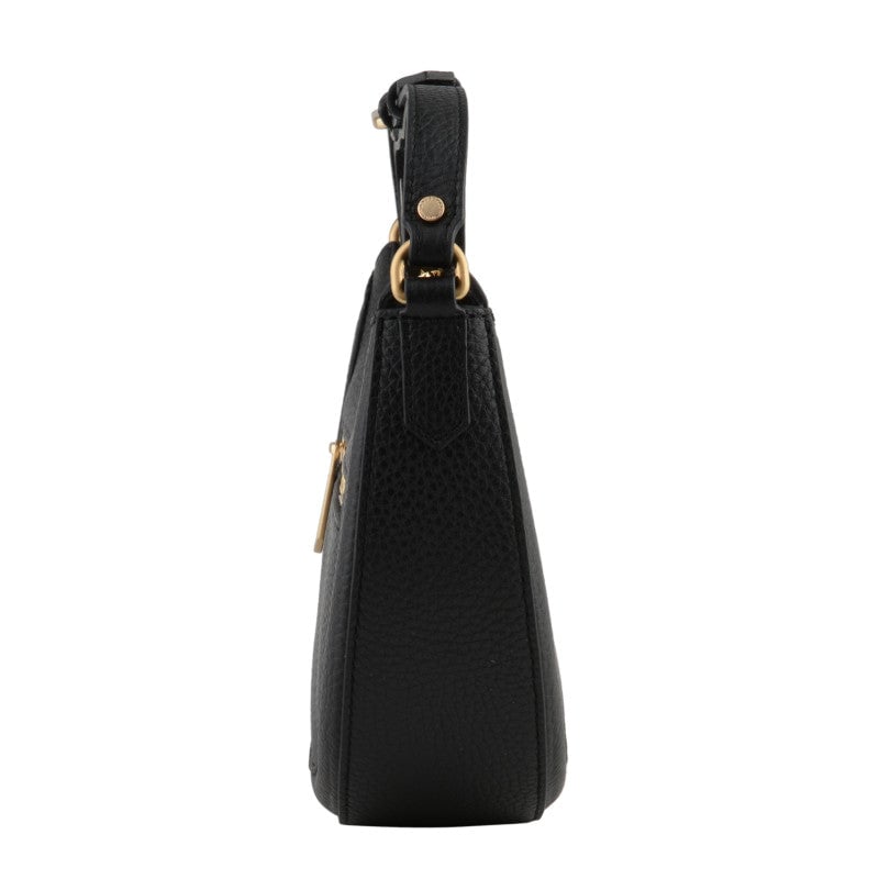 Calfskin leather shoulder bag Black