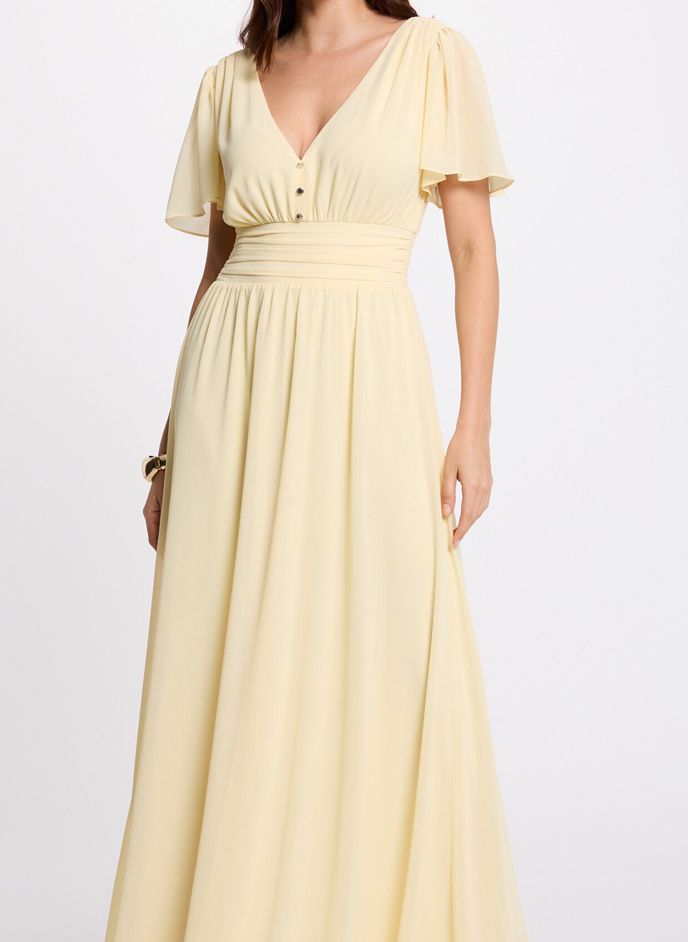 Robe longue col V  MORGAN Jaune