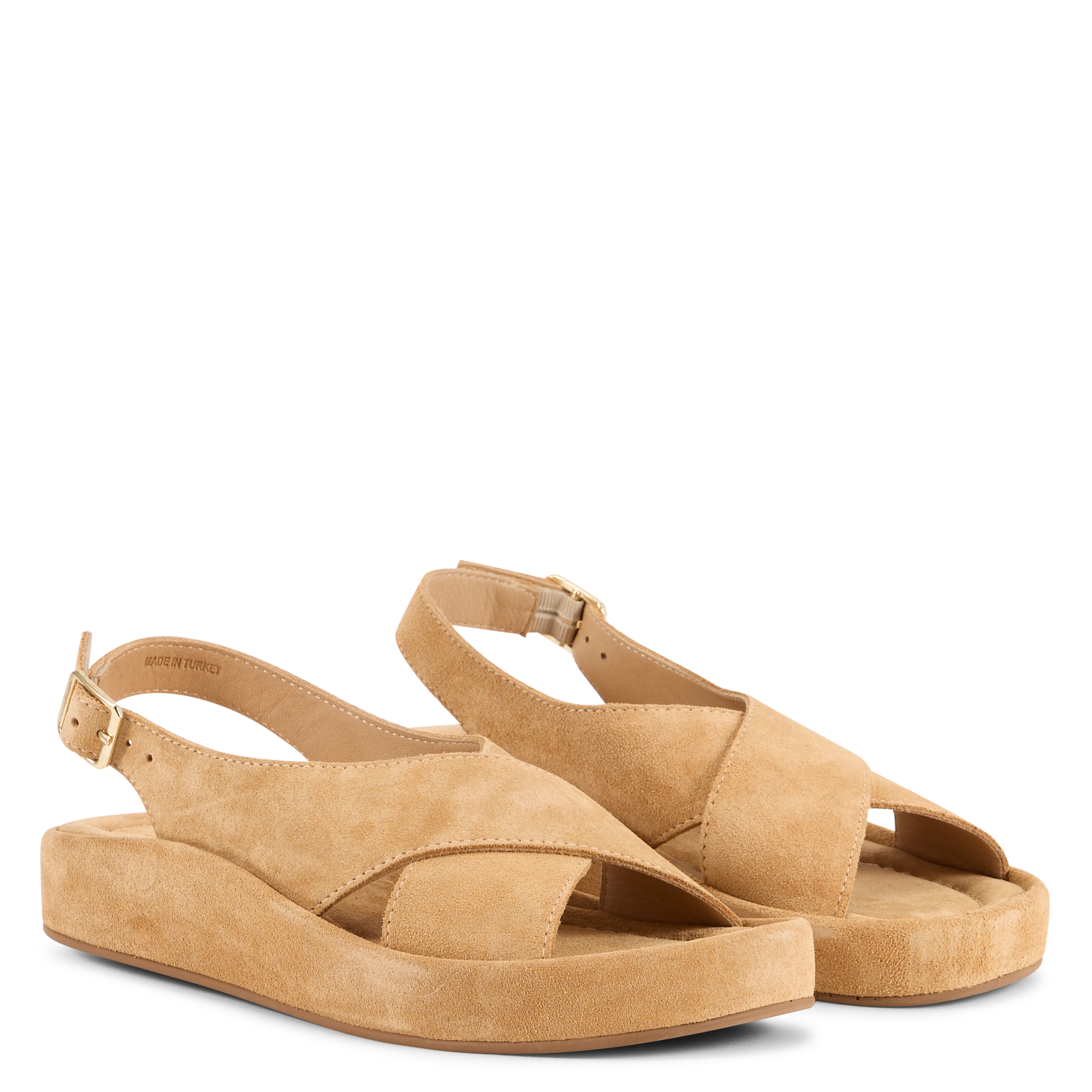 Flat leather platform sandals MELLOW YELLOW Beige
