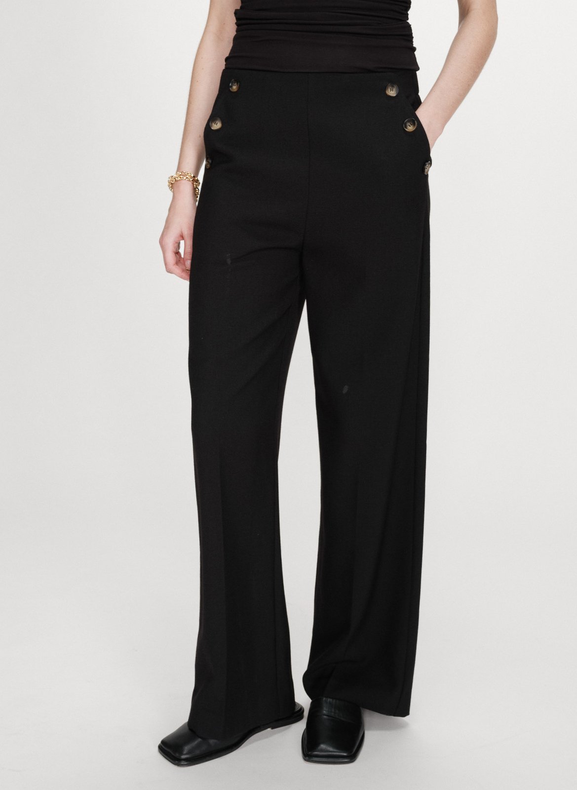 Pantalon droit taille haute uni GRACE ET MILA Noir