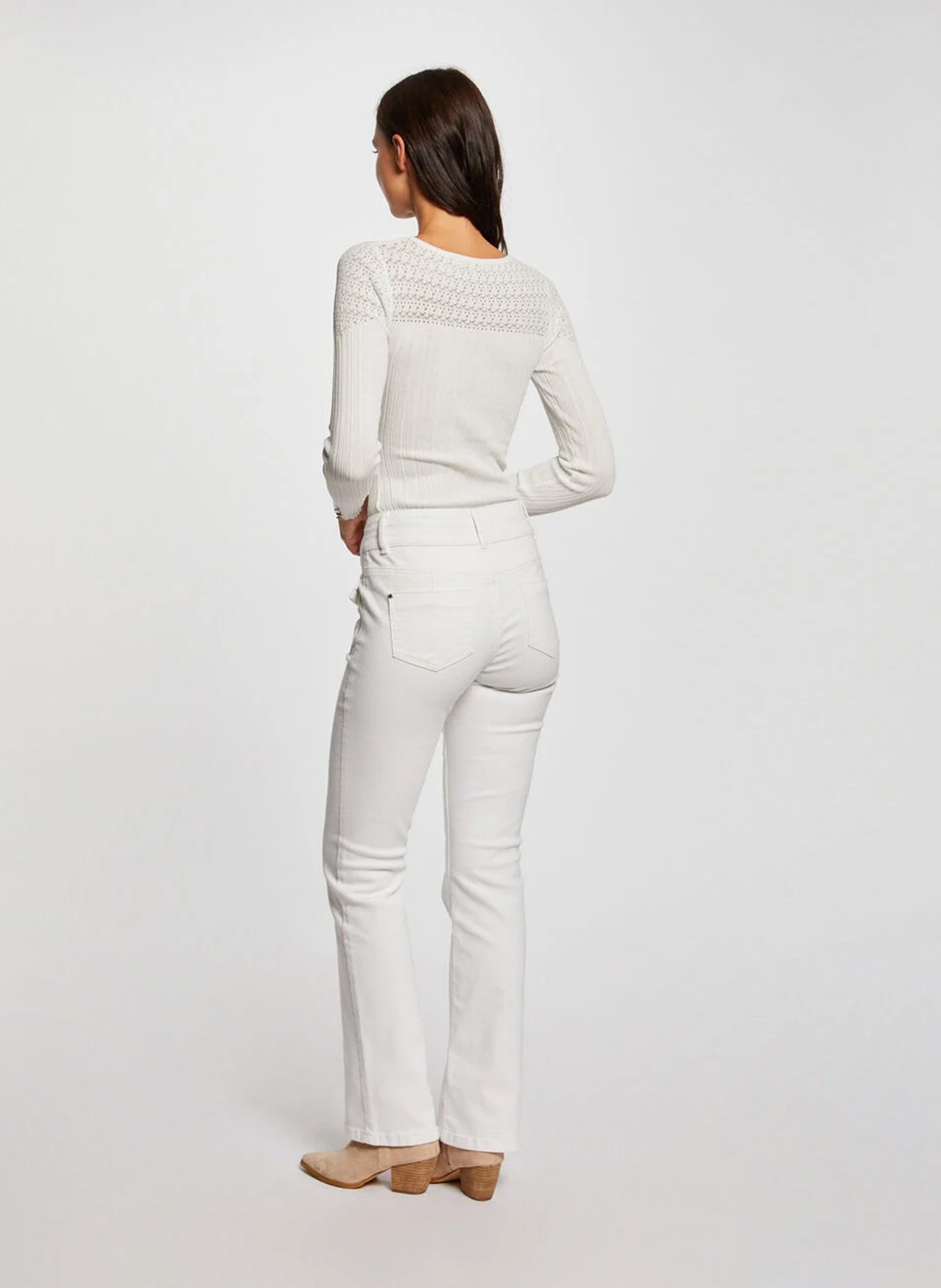 High Waist Bootcut Jeans aus Baumwoll-Mix Weiss