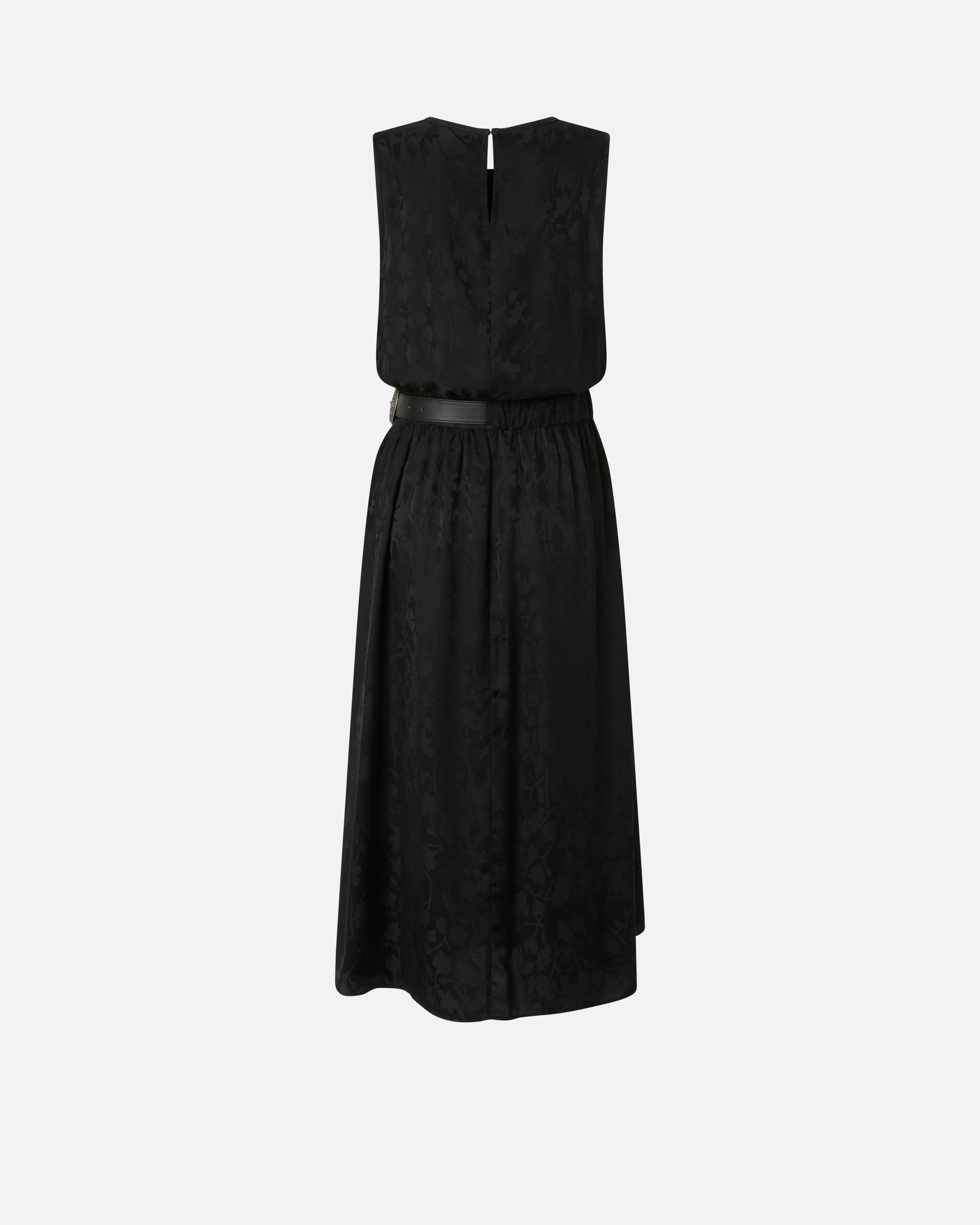 Robe midi sans manches en jacquard floral avec ceinture PINKO Noir