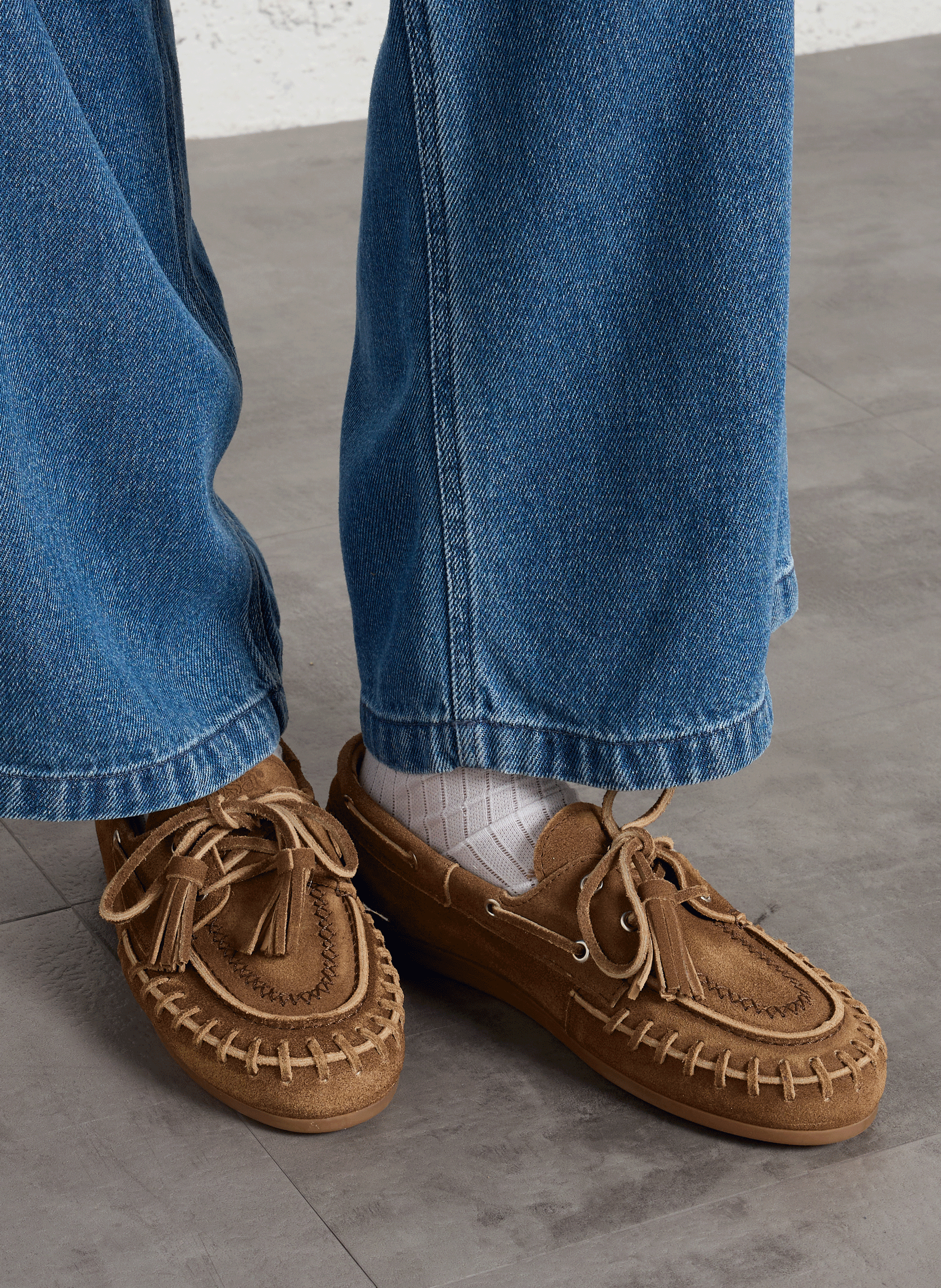 Chaussures bateau en cuir POSA Marron