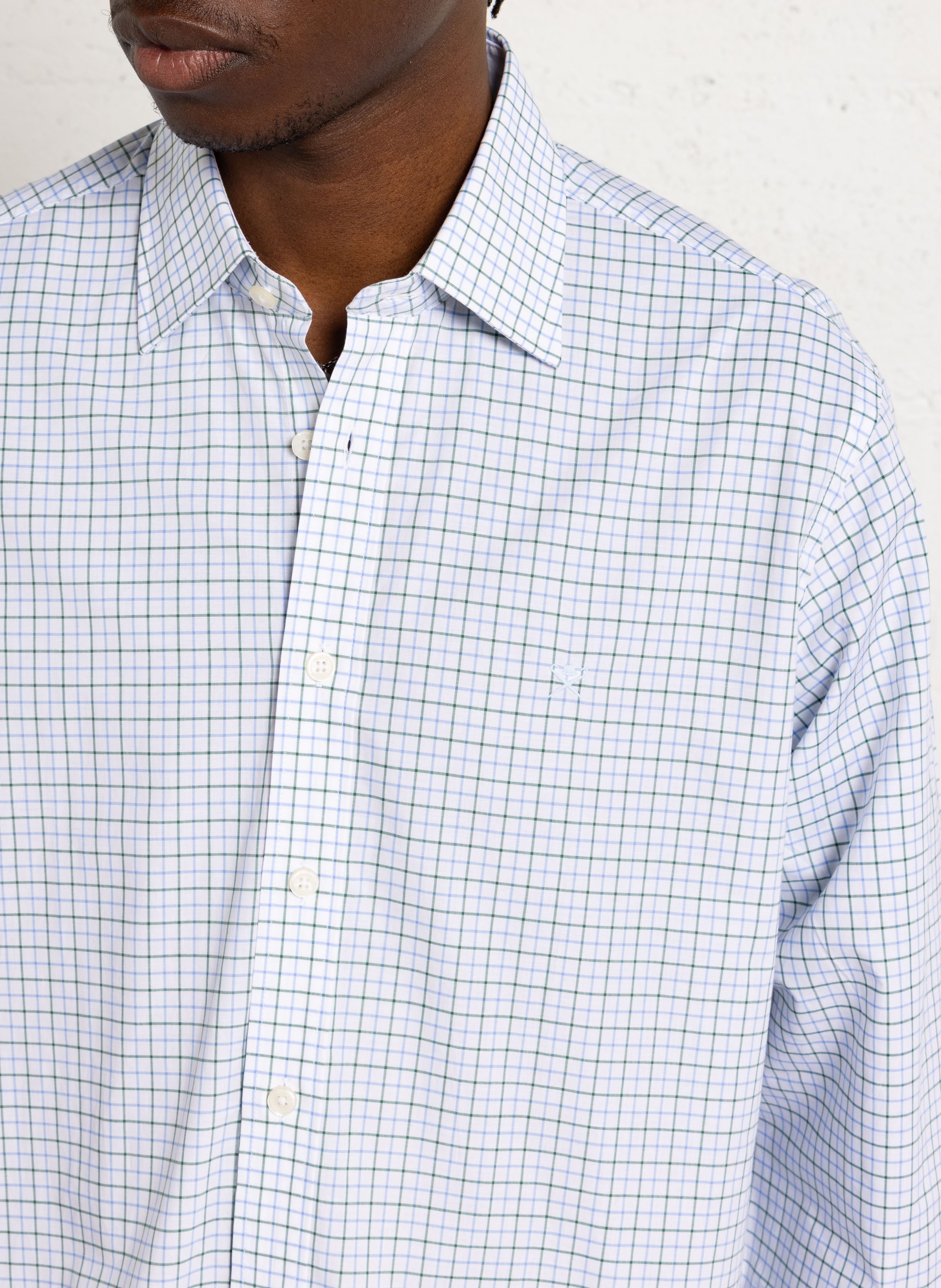 Chemise col classique manches contrastantes en coton HACKETT Green