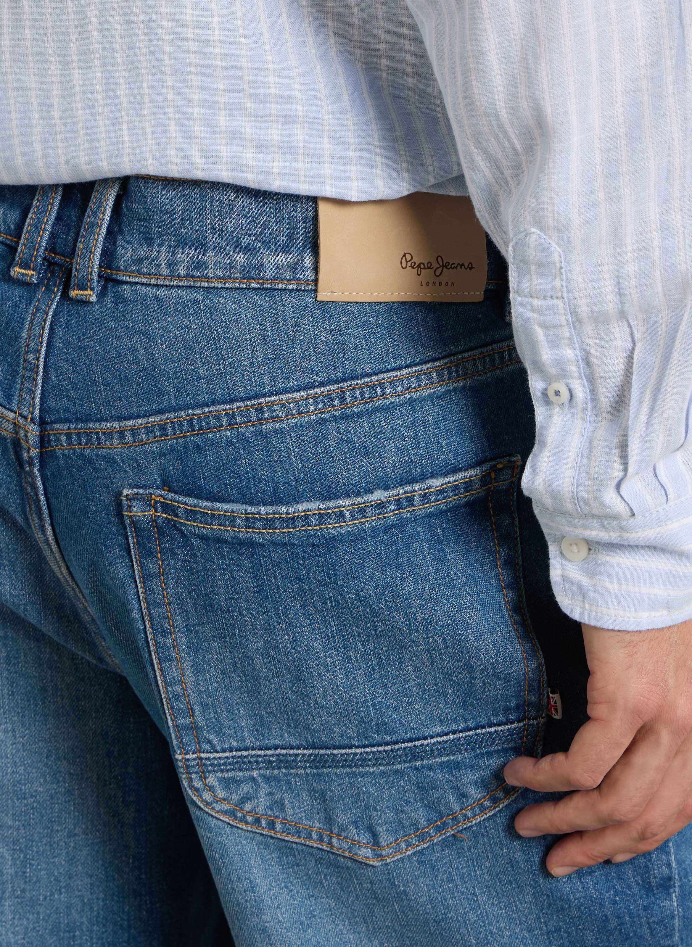 Straight cotton-blend shorts PEPE JEANS Blue