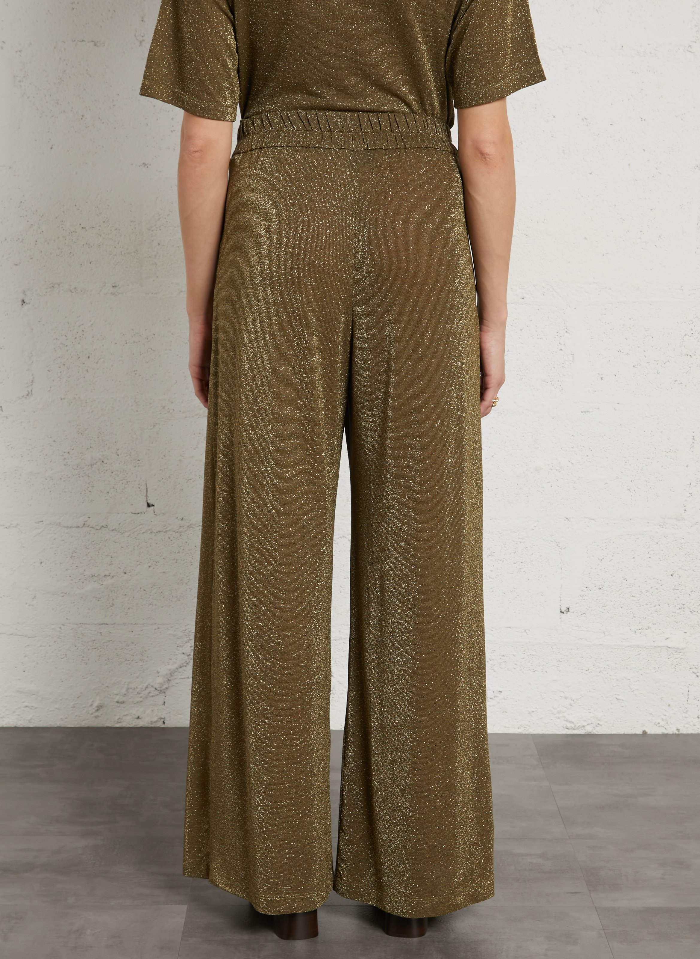 Pantalon fluide large pailleté MOMONI Marron
