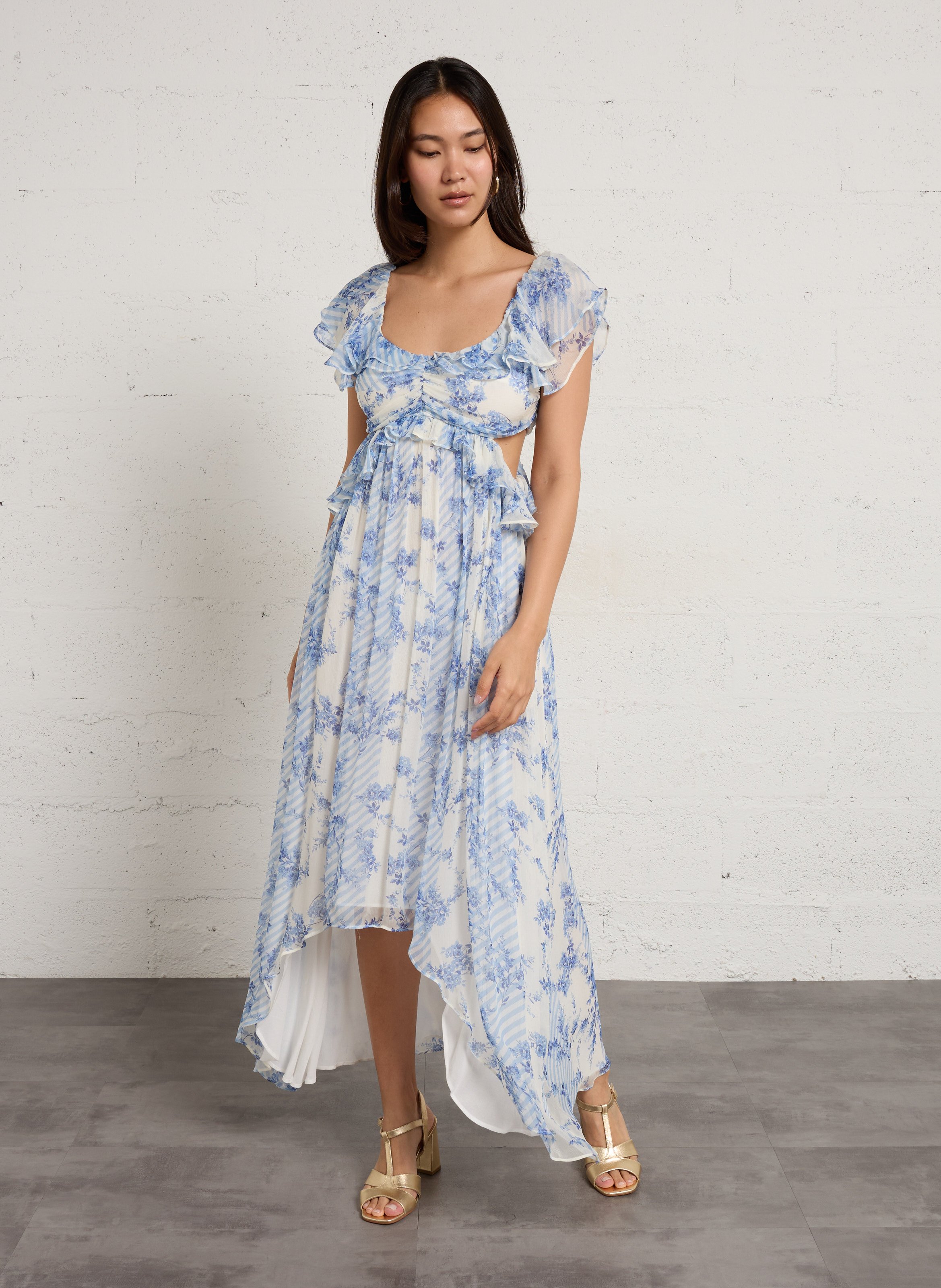 Robe longue imprimée BERENICE Bleu
