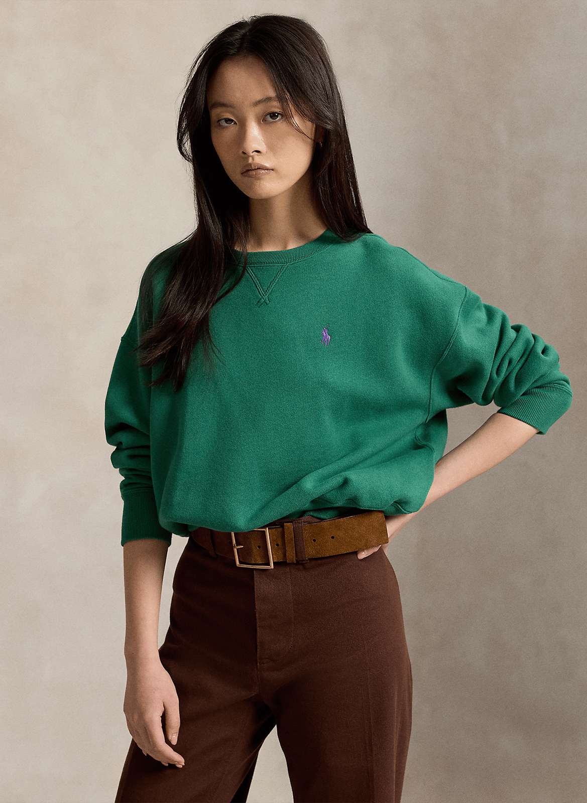Cotton-mix round-neck sweatshirt POLO RALPH LAUREN Green