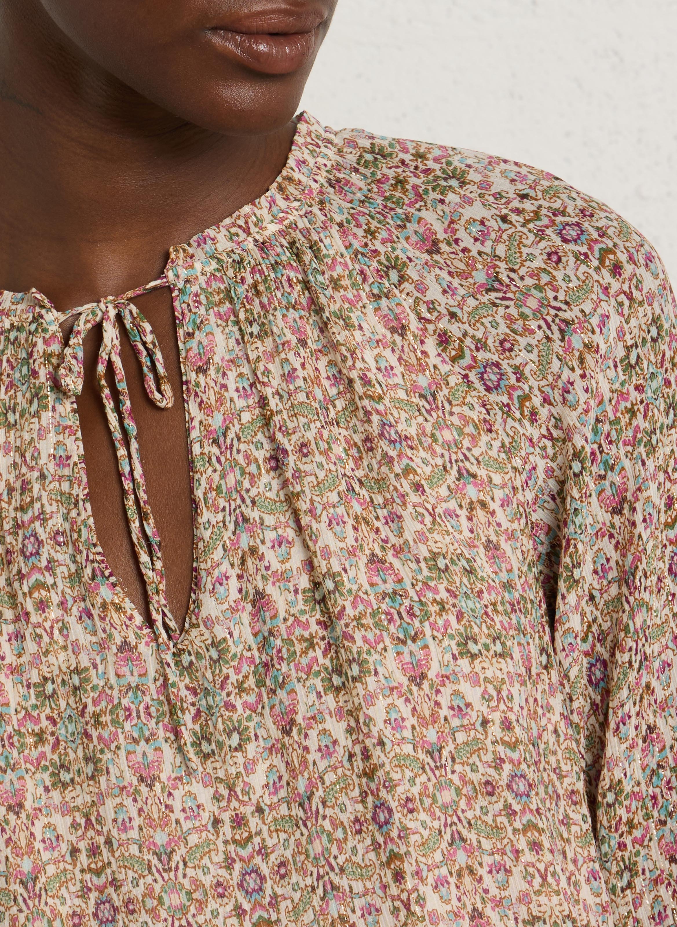 Printed jacket with round neck MAISON 123 Brown