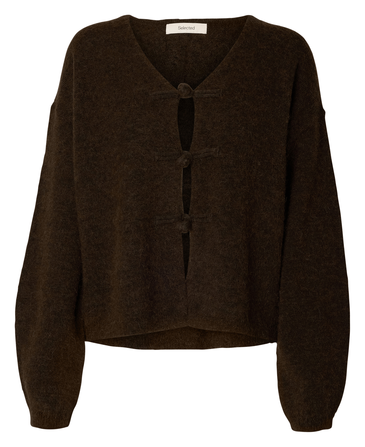 Vest met V-hals | wolblend SELECTED Bruin