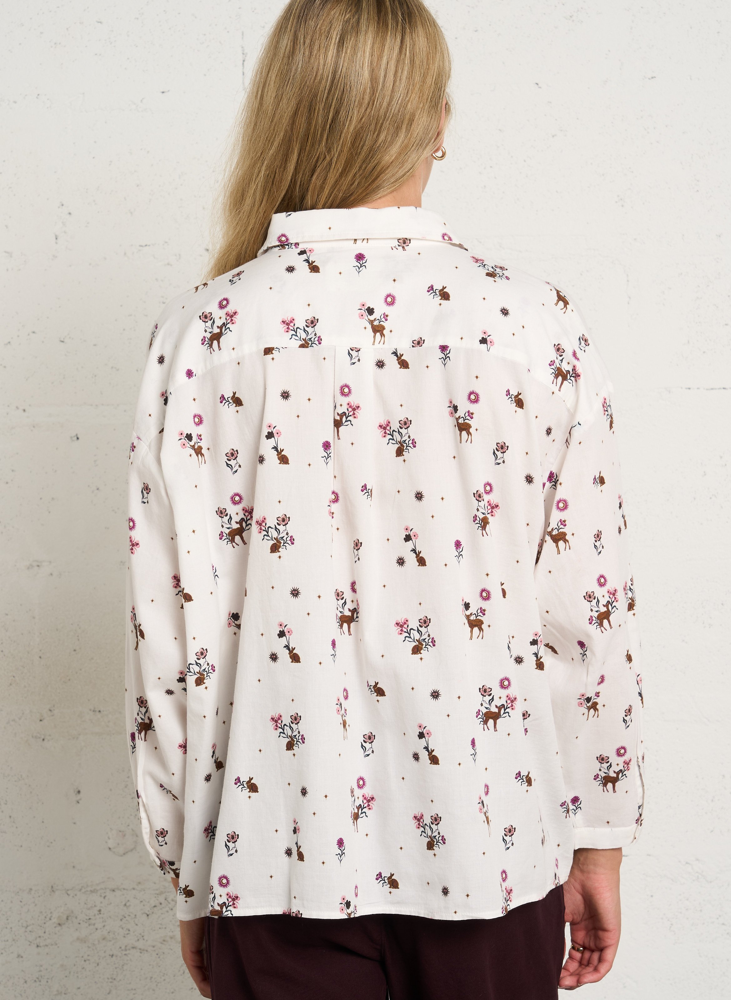 Chemise ample imprimé en coton DES PETITS HAUTS Blanc