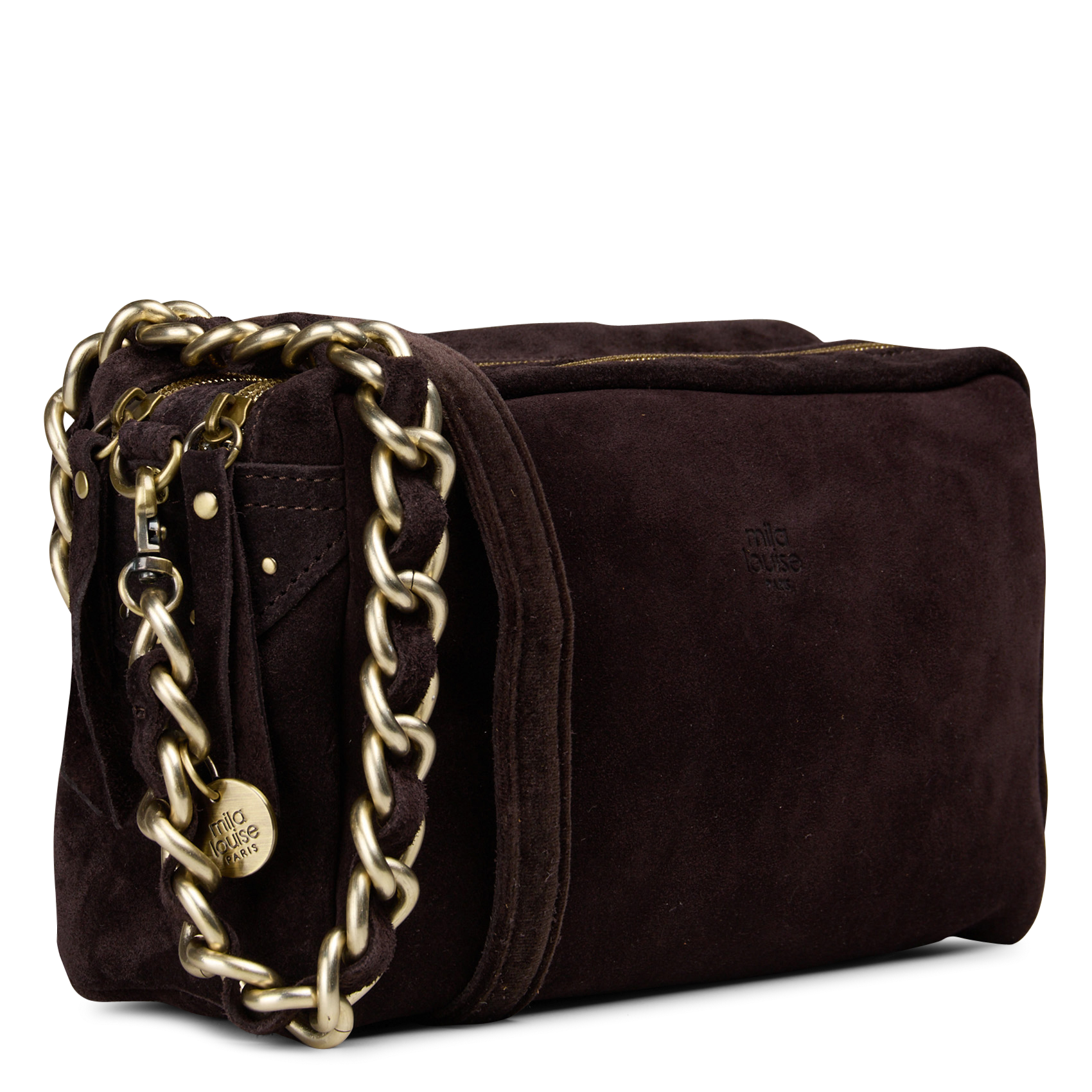 Suede camera bag MILA LOUISE Brown