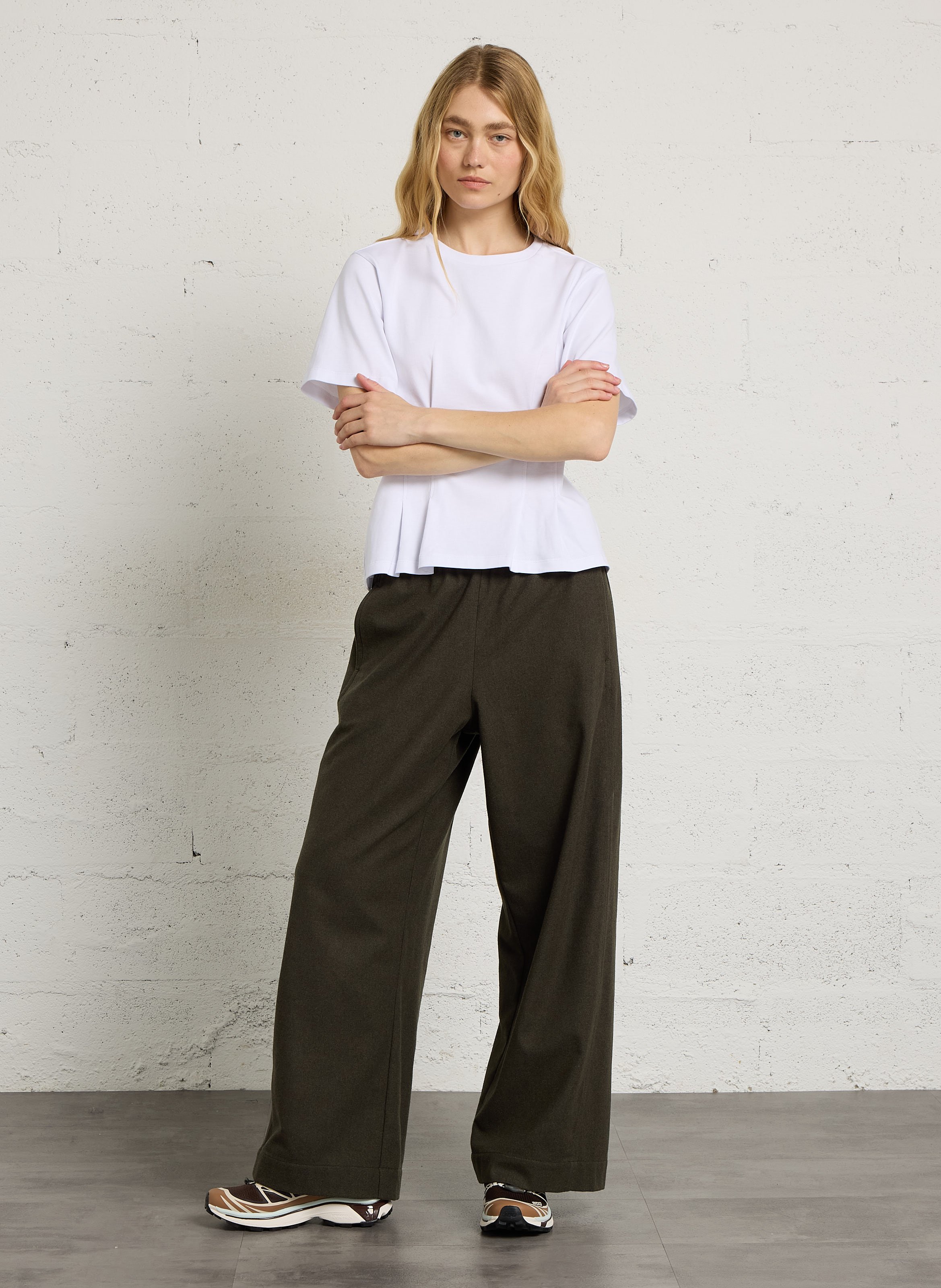 Tee-shirt cintrée en coton mélangé BERENICE Blanc