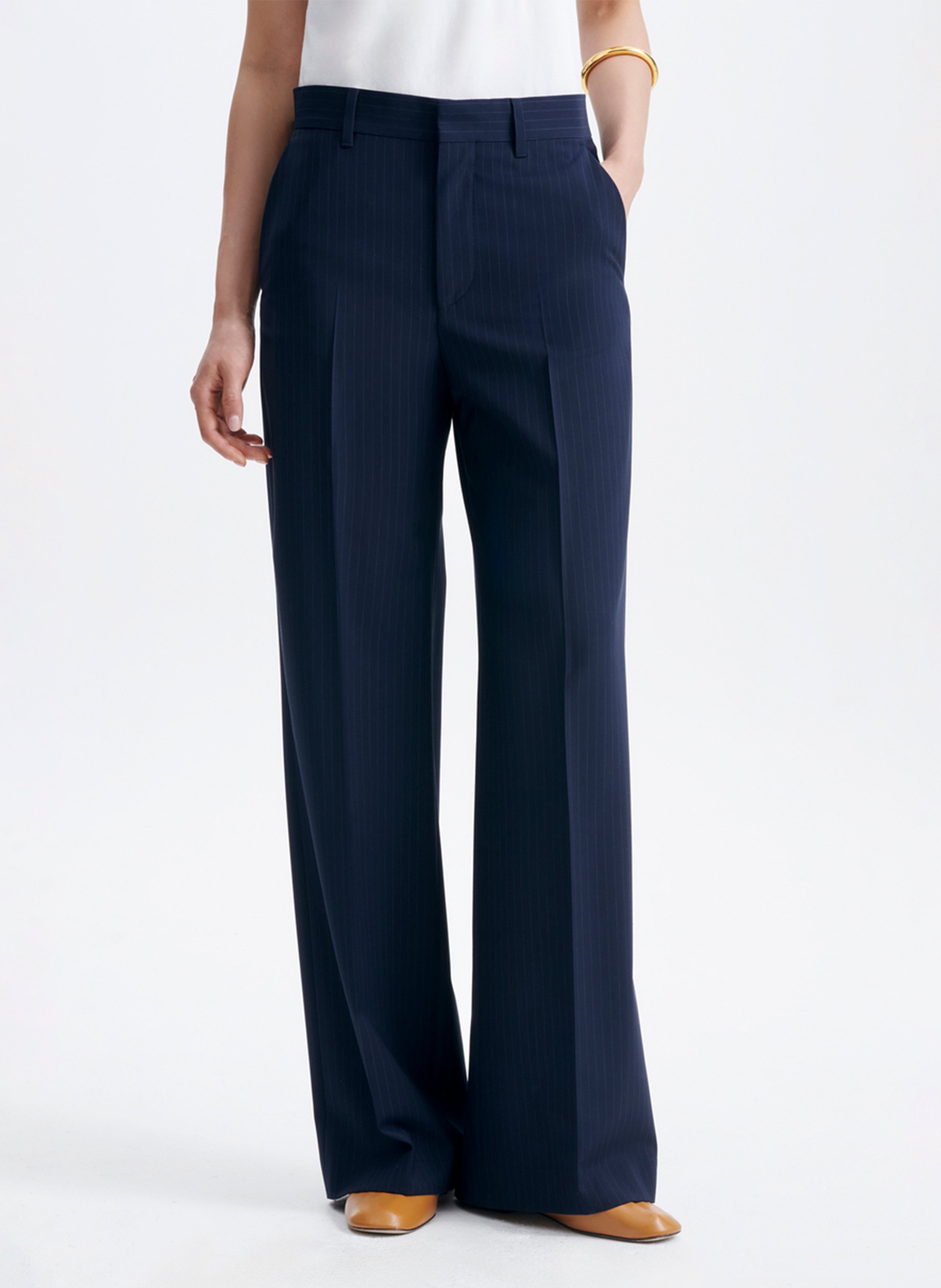Pinstriped tailored trousers with sharp pleats VANESSA BRUNO Blue