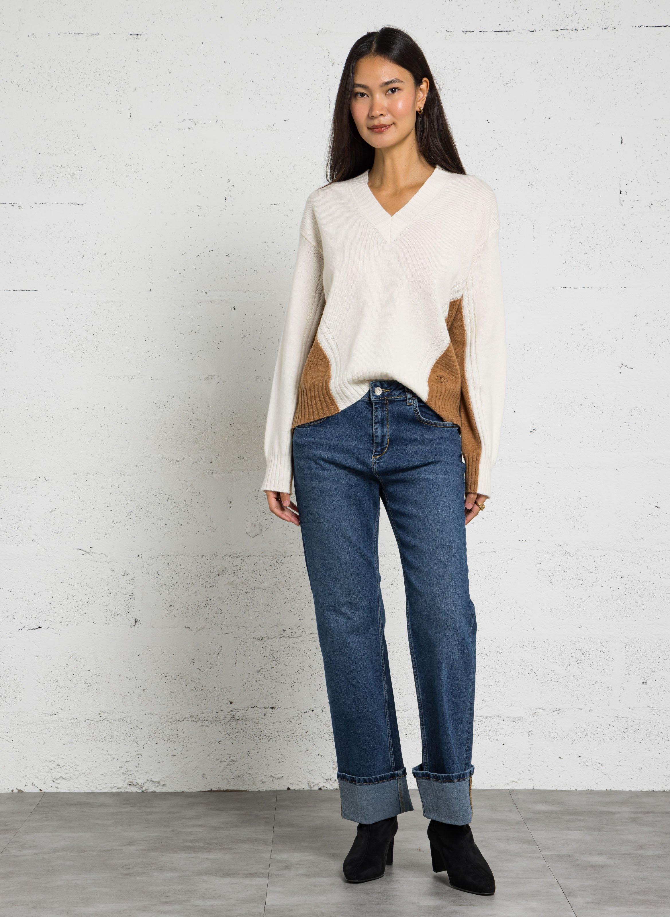 Pull à col v en laine LIU JO Blanc