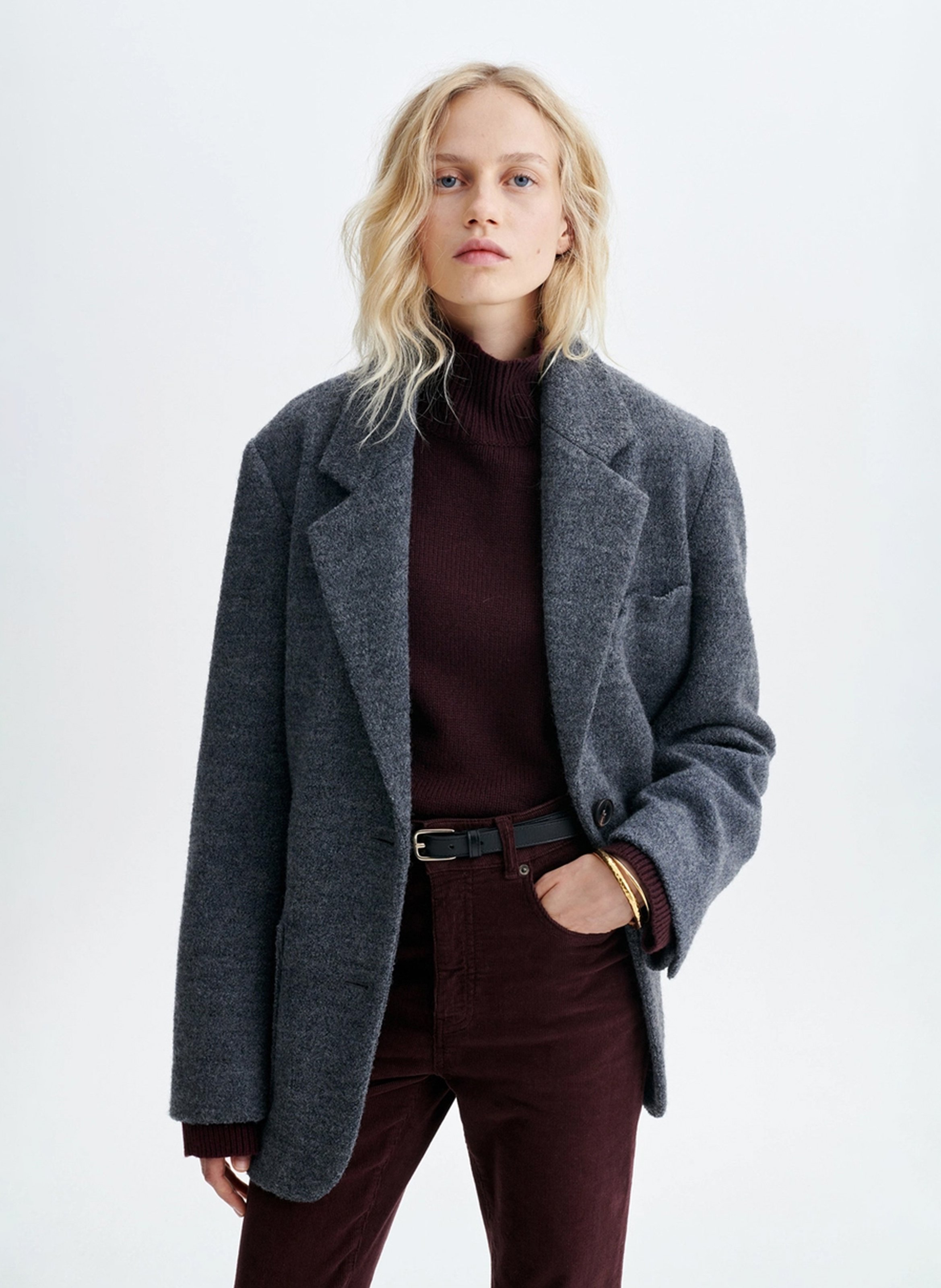 Cotton-blend cardigan with tailored collar VANESSA BRUNO Grey