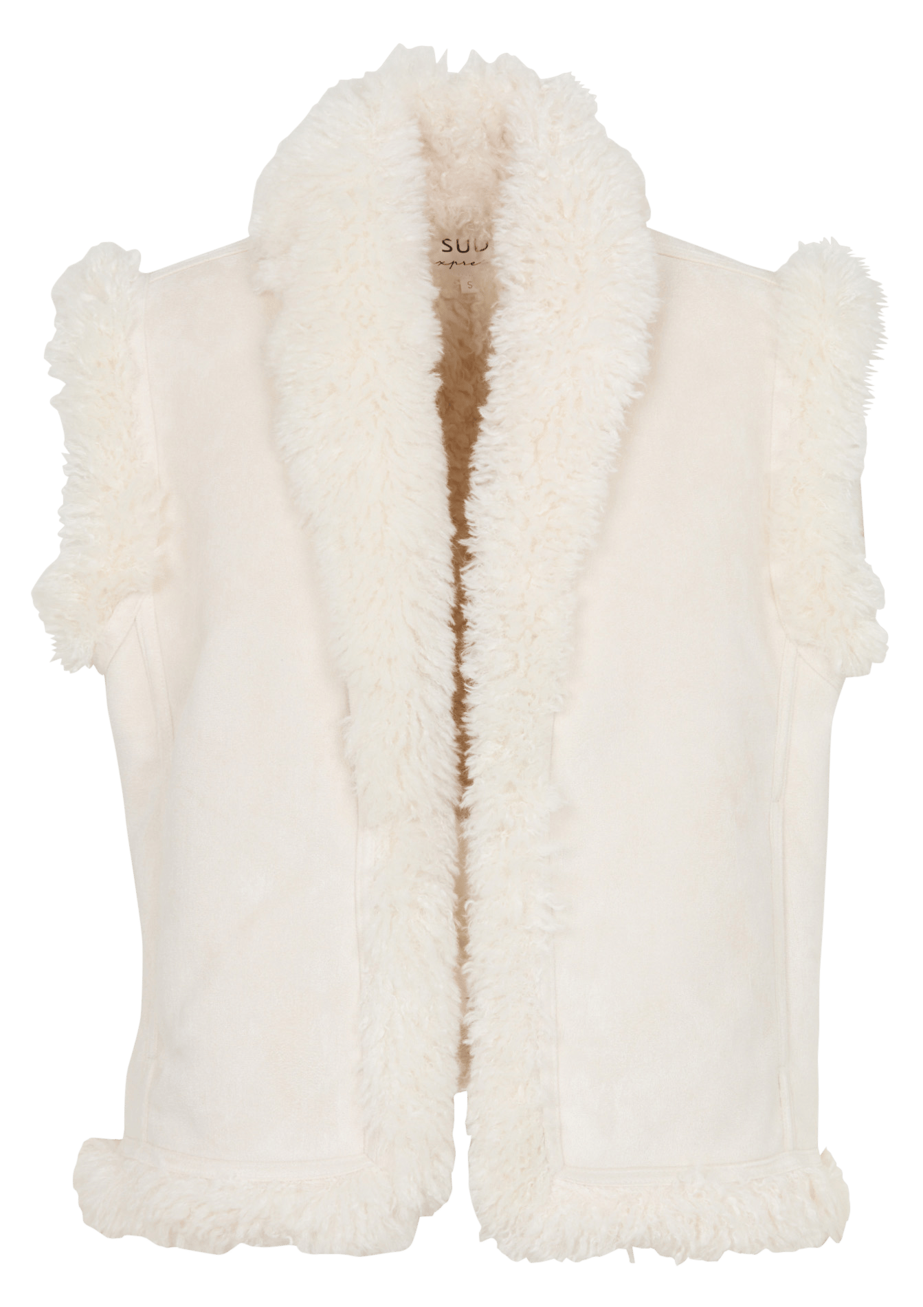 Mouwloze jas met faux fur-effect SUD EXPRESS Wit