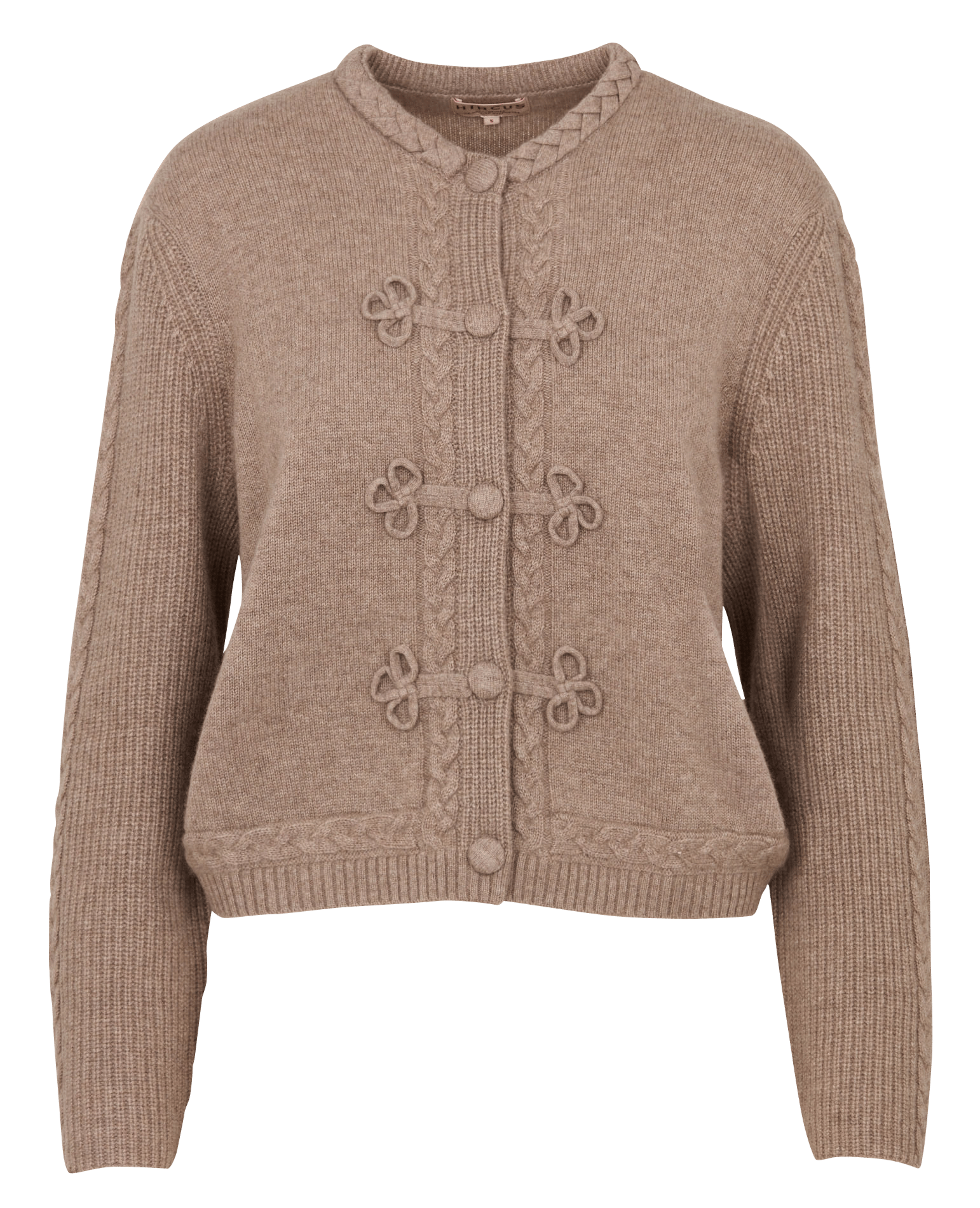 Recht vest met ronde hals van kasjmier HIRCUS Beige