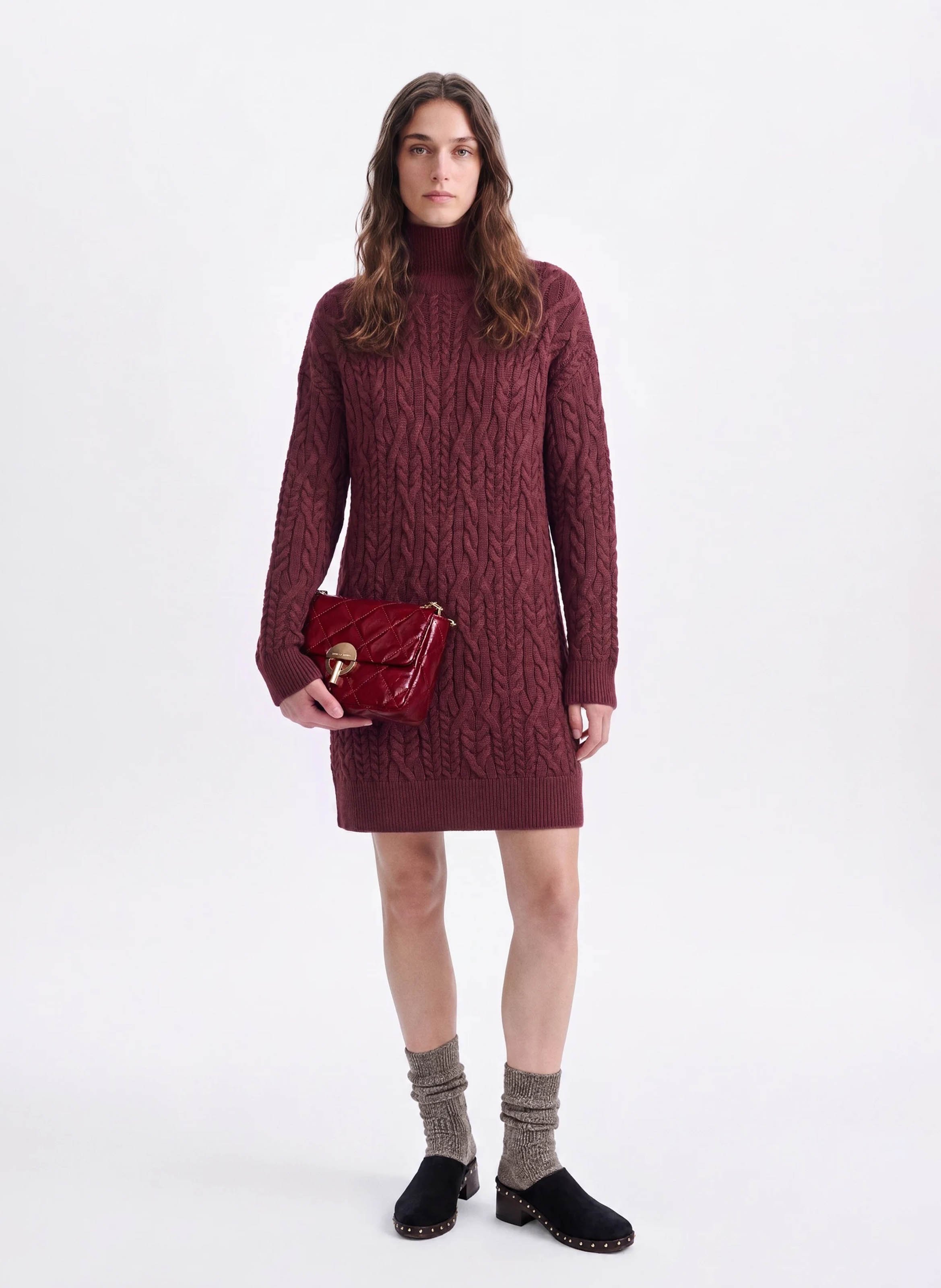 Straight wool and cashmere sweater dress VANESSA BRUNO Red