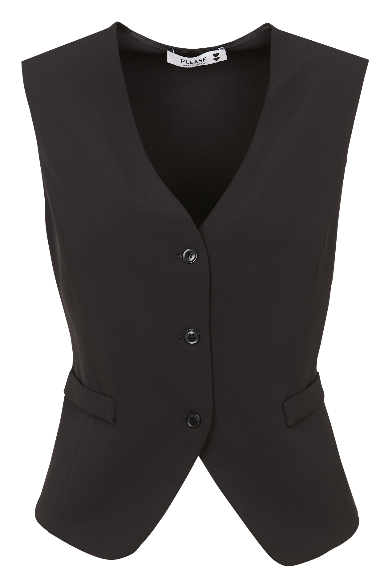Gilet droit court à col V Noir