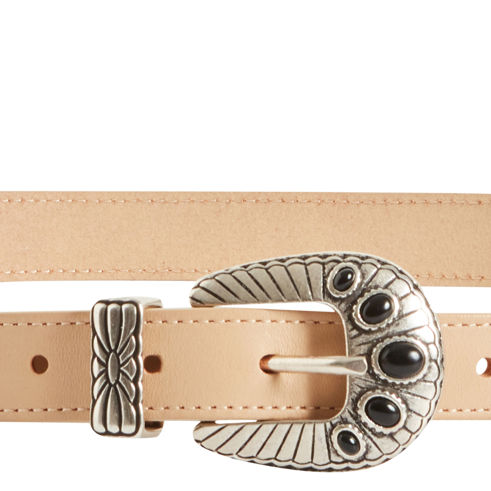 Ceinture style western en cuir CLAUDIE PIERLOT Beige