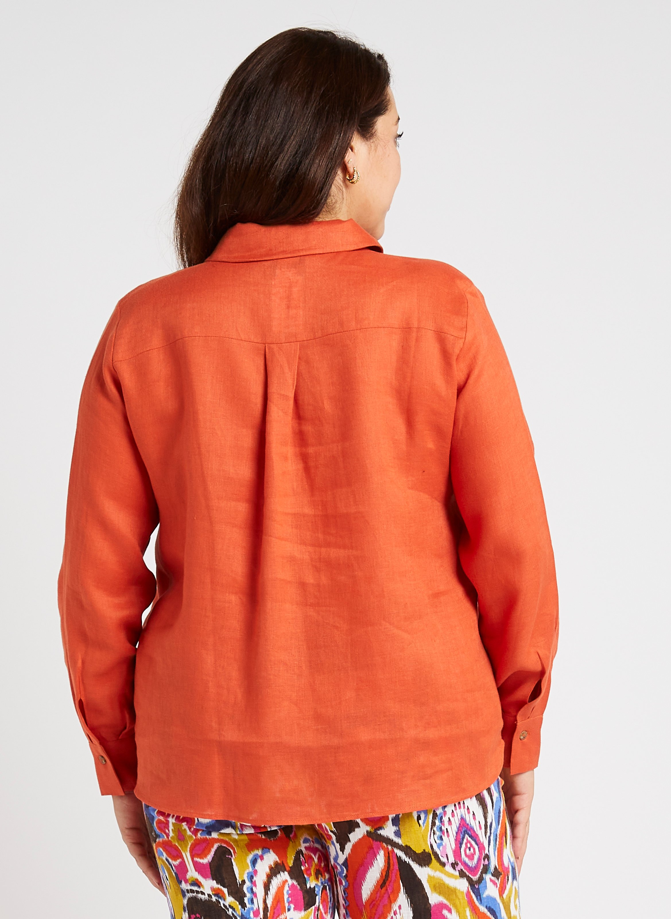 Chemise droite col classique en lin PERSONA by Marina Rinaldi Orange