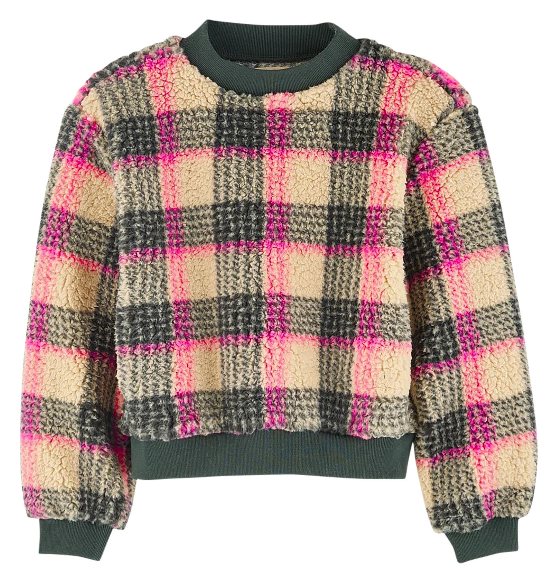 Checked teddy sweatshirt BELLEROSE Green