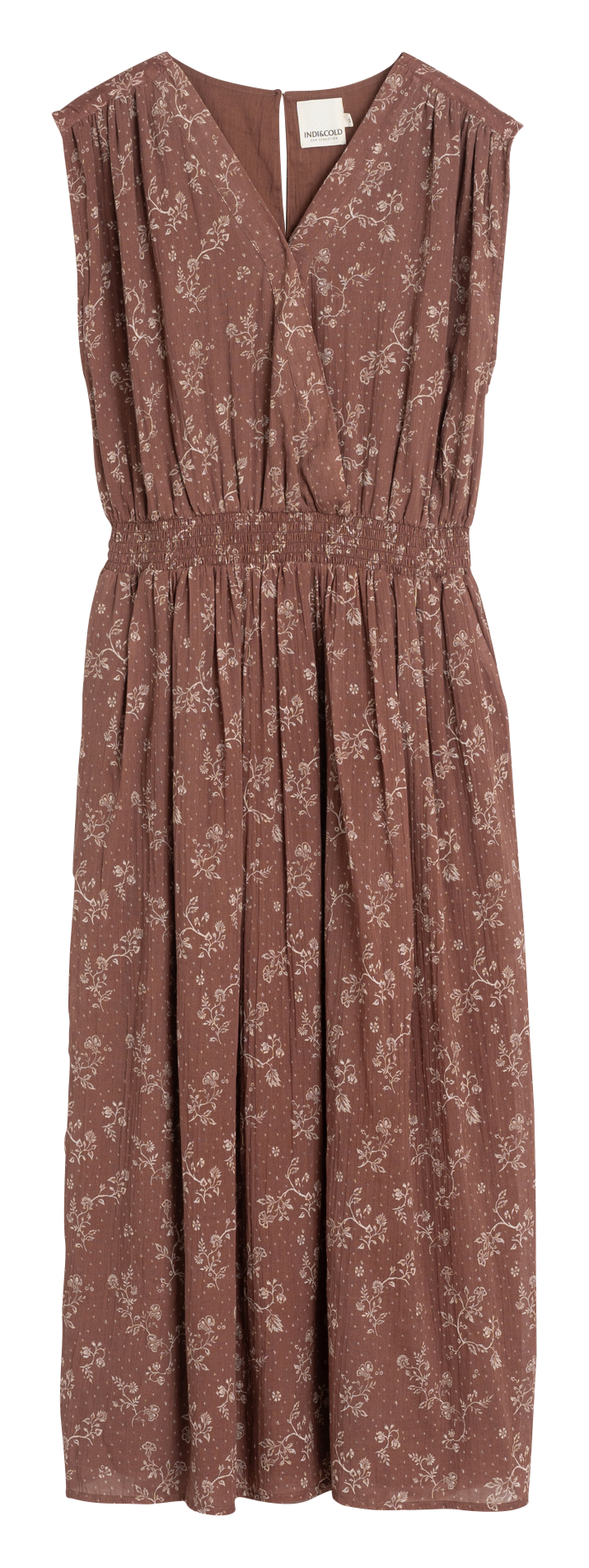 Lange jurk van bedrukt katoen INDI & COLD Bruin